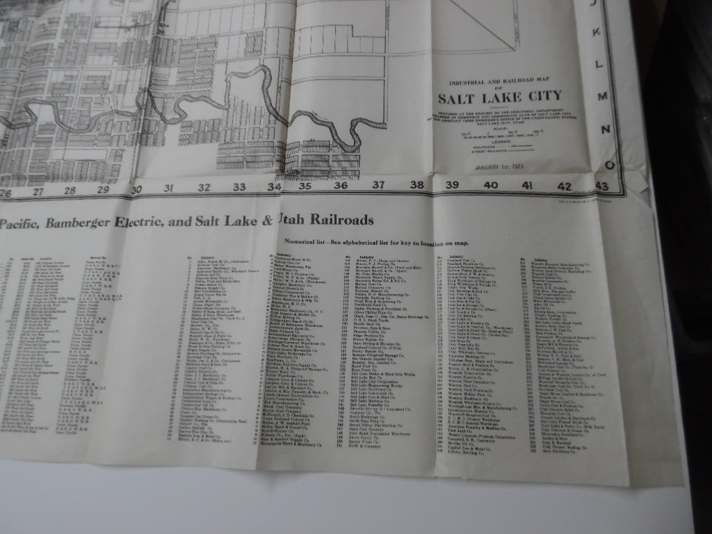 1923 Industrial and Railroad Map of Salt Lake City Utah Commerical Club Antique