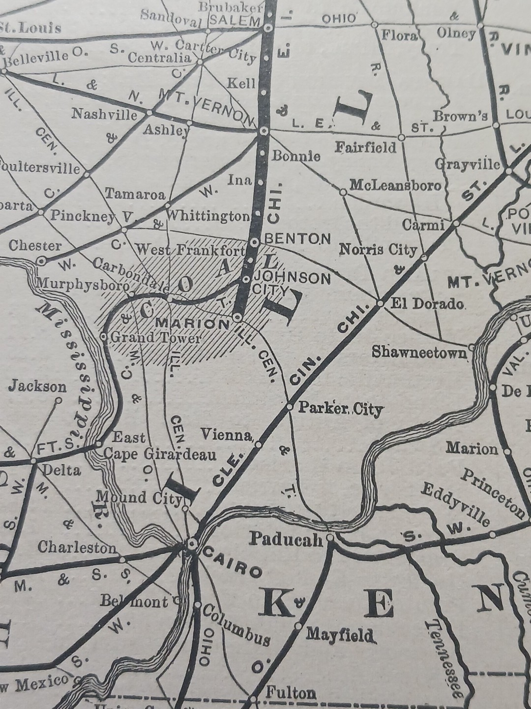 1897 Train Route Map + Report CHICAGO & EASTERN ILLINOIS RAILROAD Coal Fields