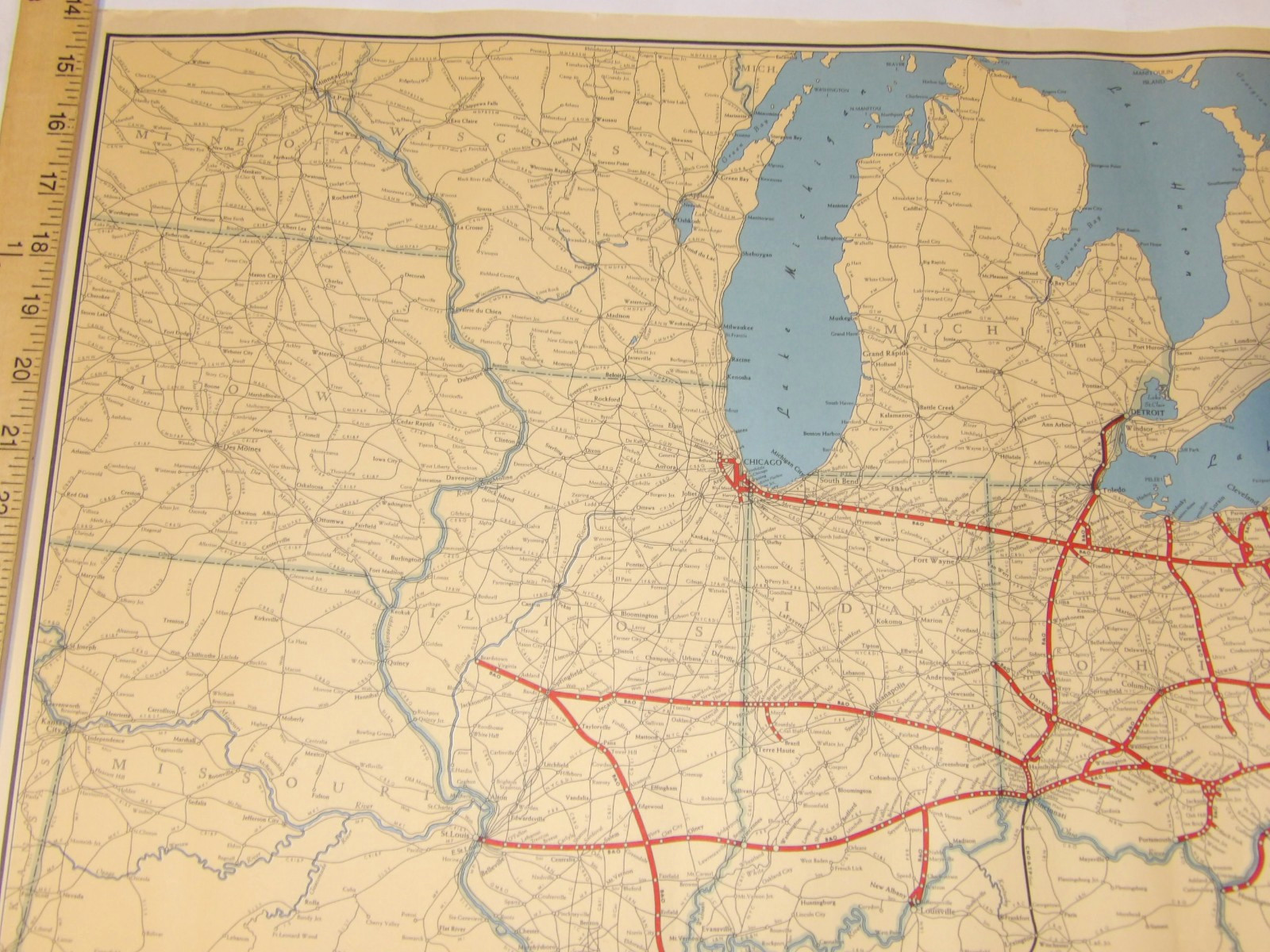 1950s B&O/BALTIMORE & OHIO RR GEOGRAPHICALLY CORRECT MAP/POSTER NORTHEASTERN USA