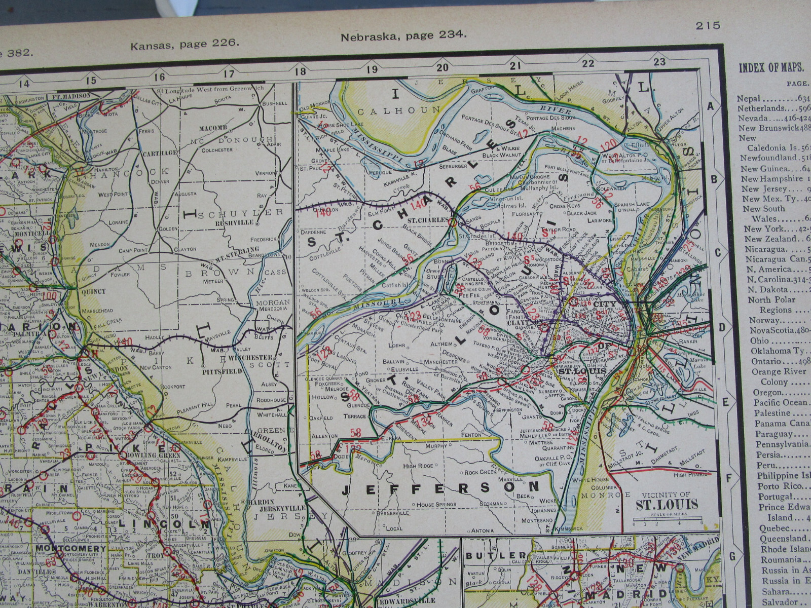 MO 1903 MISSOURI RAILROAD Map. George Cram STEAM + INTERURBAN. PERTLE SPRINGS RR