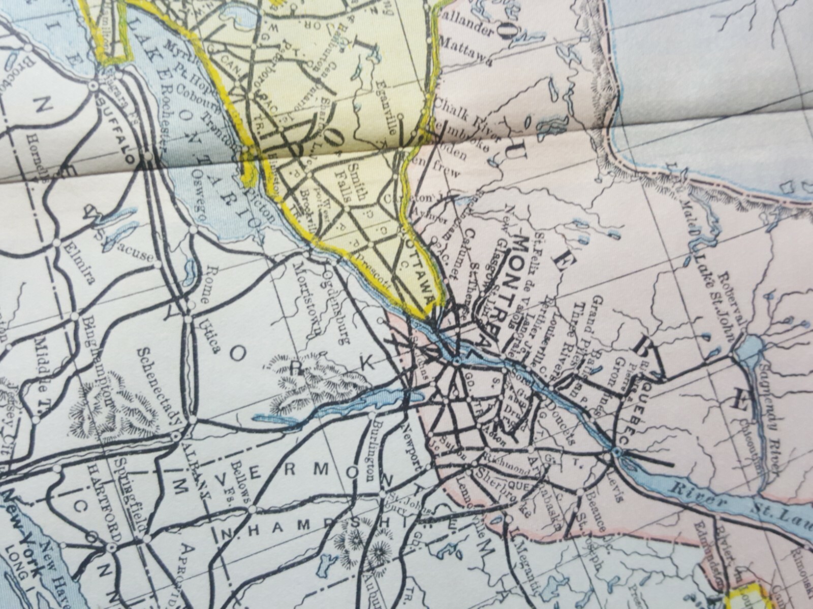Original 1894 railroad map set Eastern & Western Canada train route line station