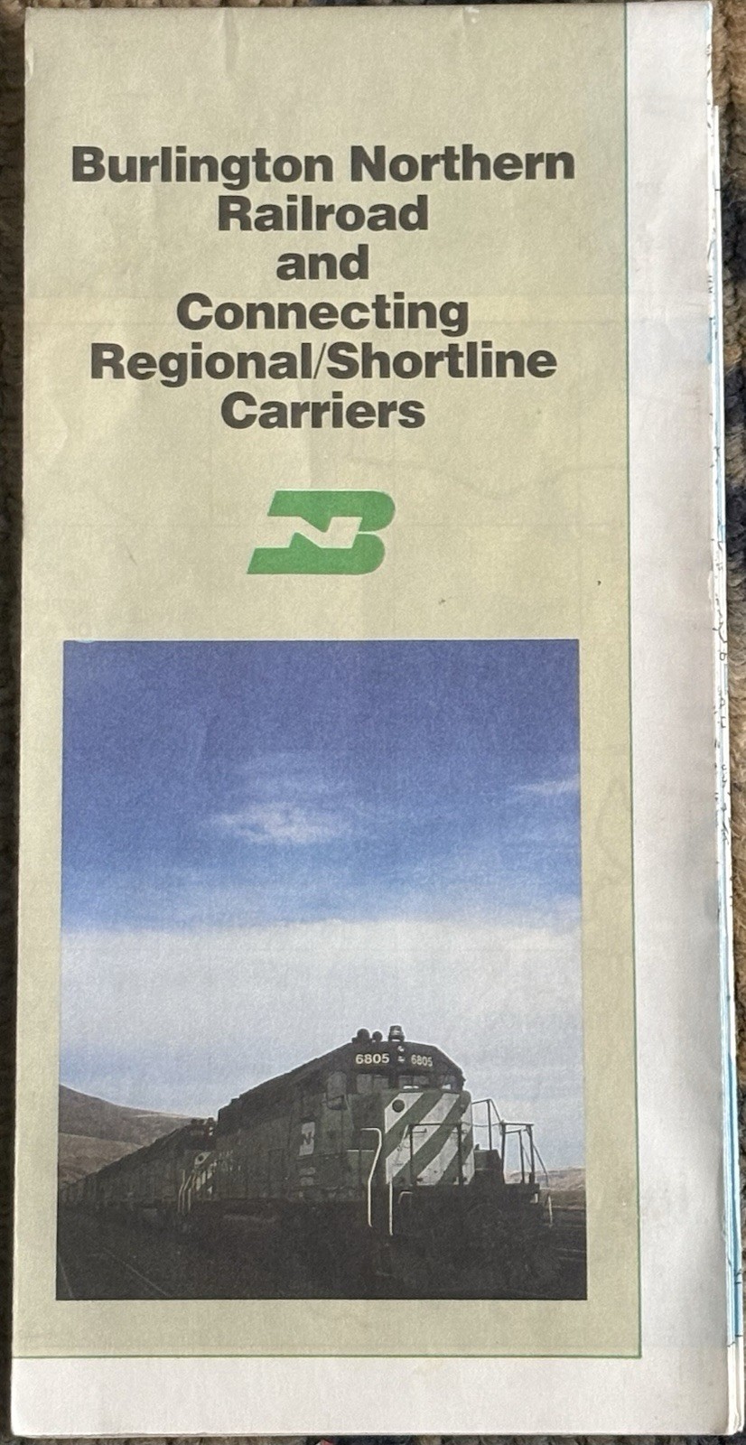 Burlington Northern Railroad LARGE System Map Regional Short Line Route USA 1988