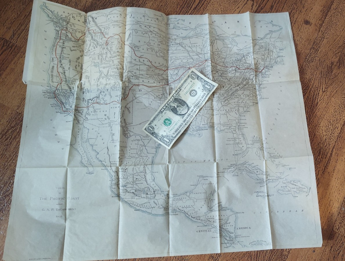 1903 Civil war GAR Books West Coast Yellowstone PRR Pennsylvania Railroad Map !
