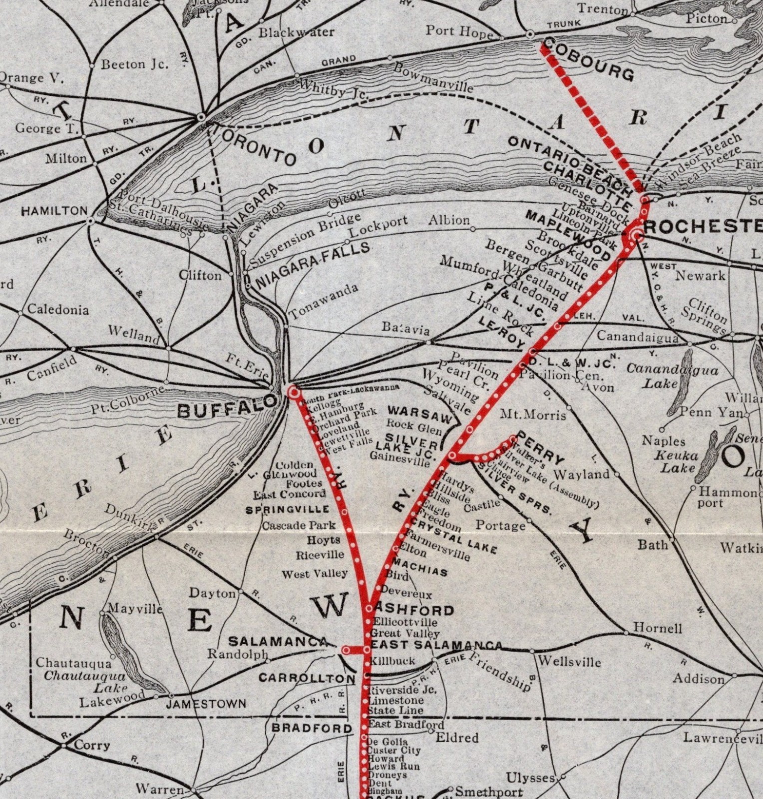 1920 Antique Buffalo Rochester Pittsburgh RAILWAY Map Vintage RAILROAD Map 3051