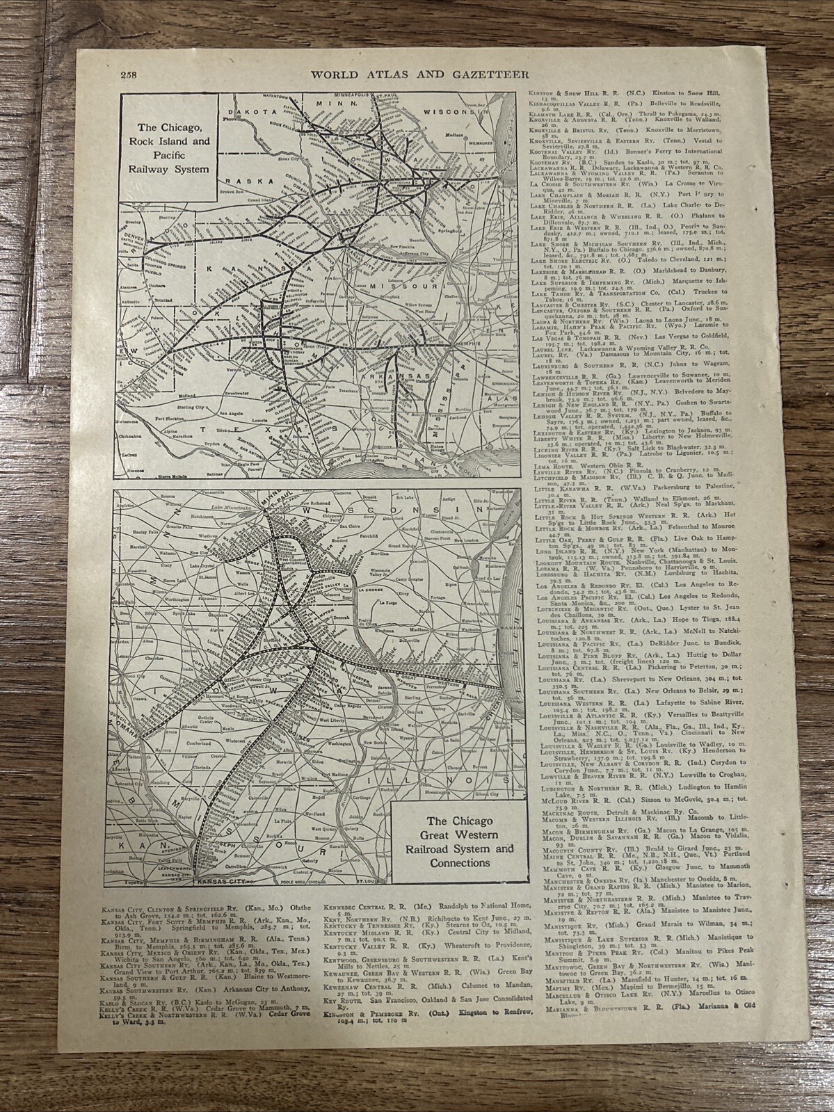 1922 Map The Chicago Great Western & Chicago Rock Island Railway 15”x11”