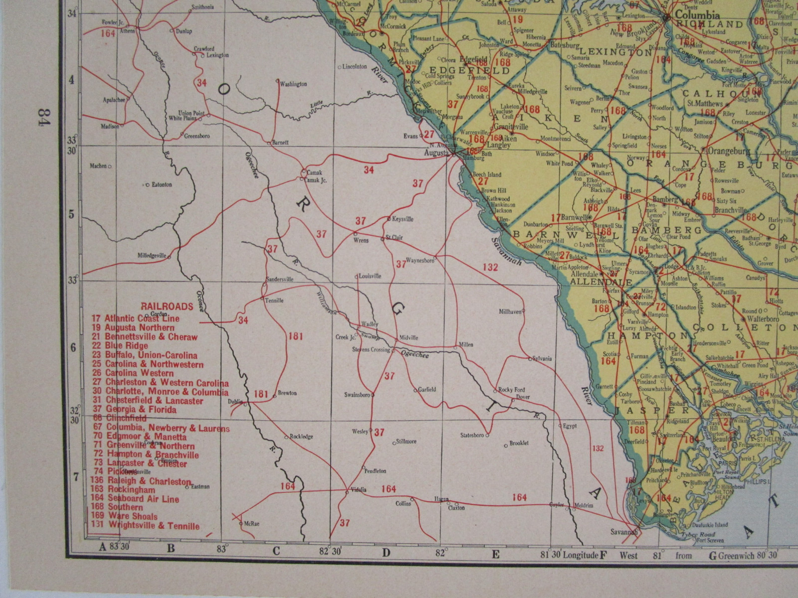 PA SC 1942 PENNSYLVANIA State RAILROAD Map. CORNWALL RR or SOUTH CAROLINA Map
