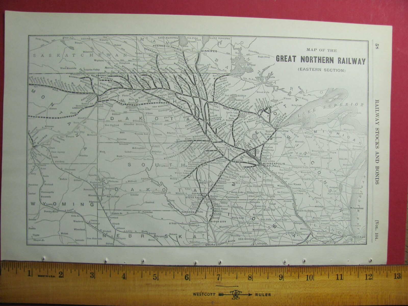 1917 GREAT NORTHERN RAILROAD CO. EASTERN SYSTEM MAP DEPOTS TOWNS GN RR HISTORY