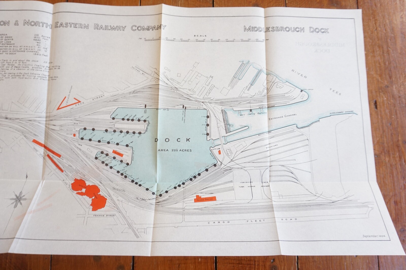 1934 LNER Middlesborough Docks Railway Plan Map