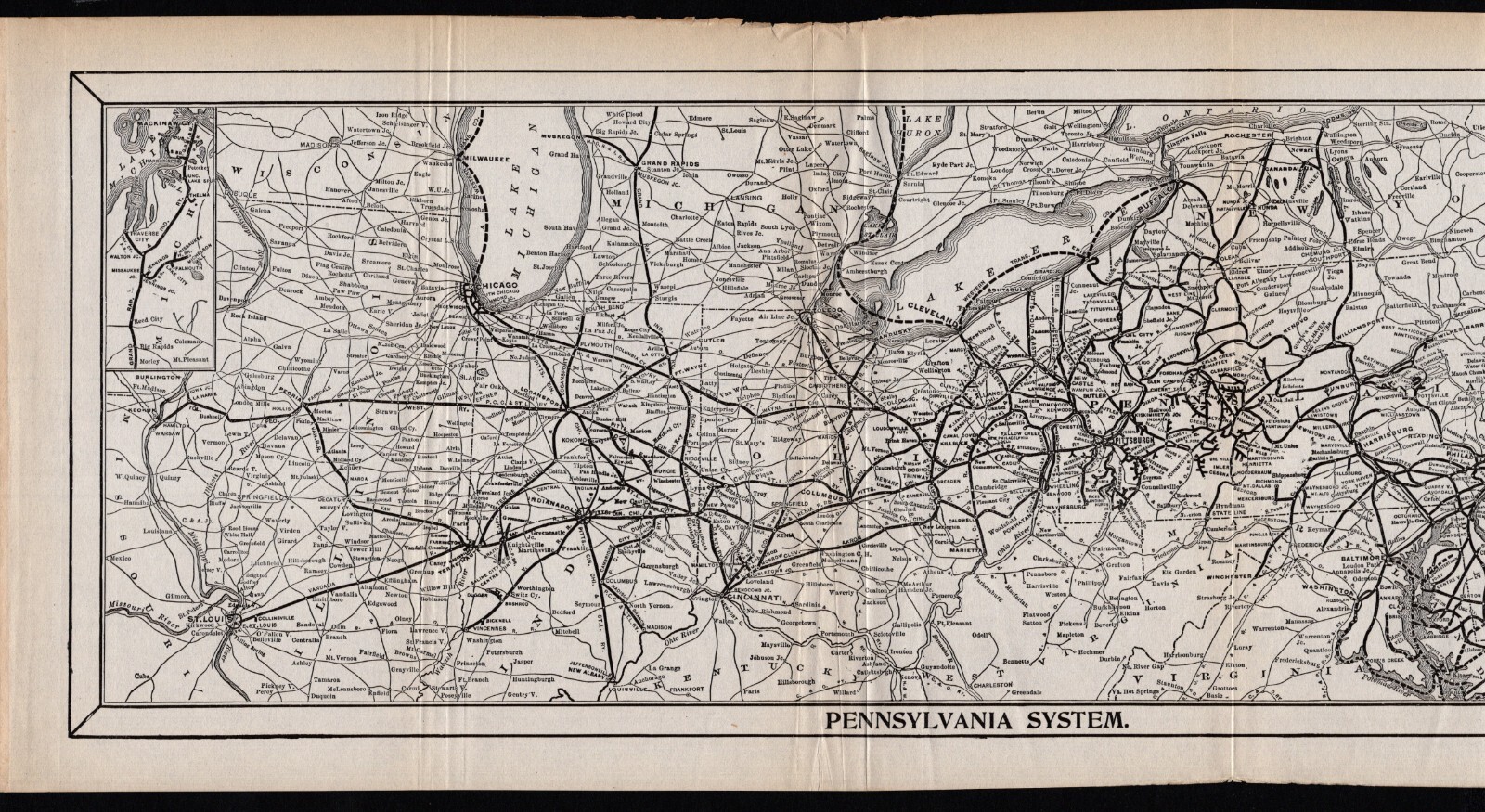 1914 Antique Pennsylvania Railroad Map Vintage Pennsylvania Railway Map 2396