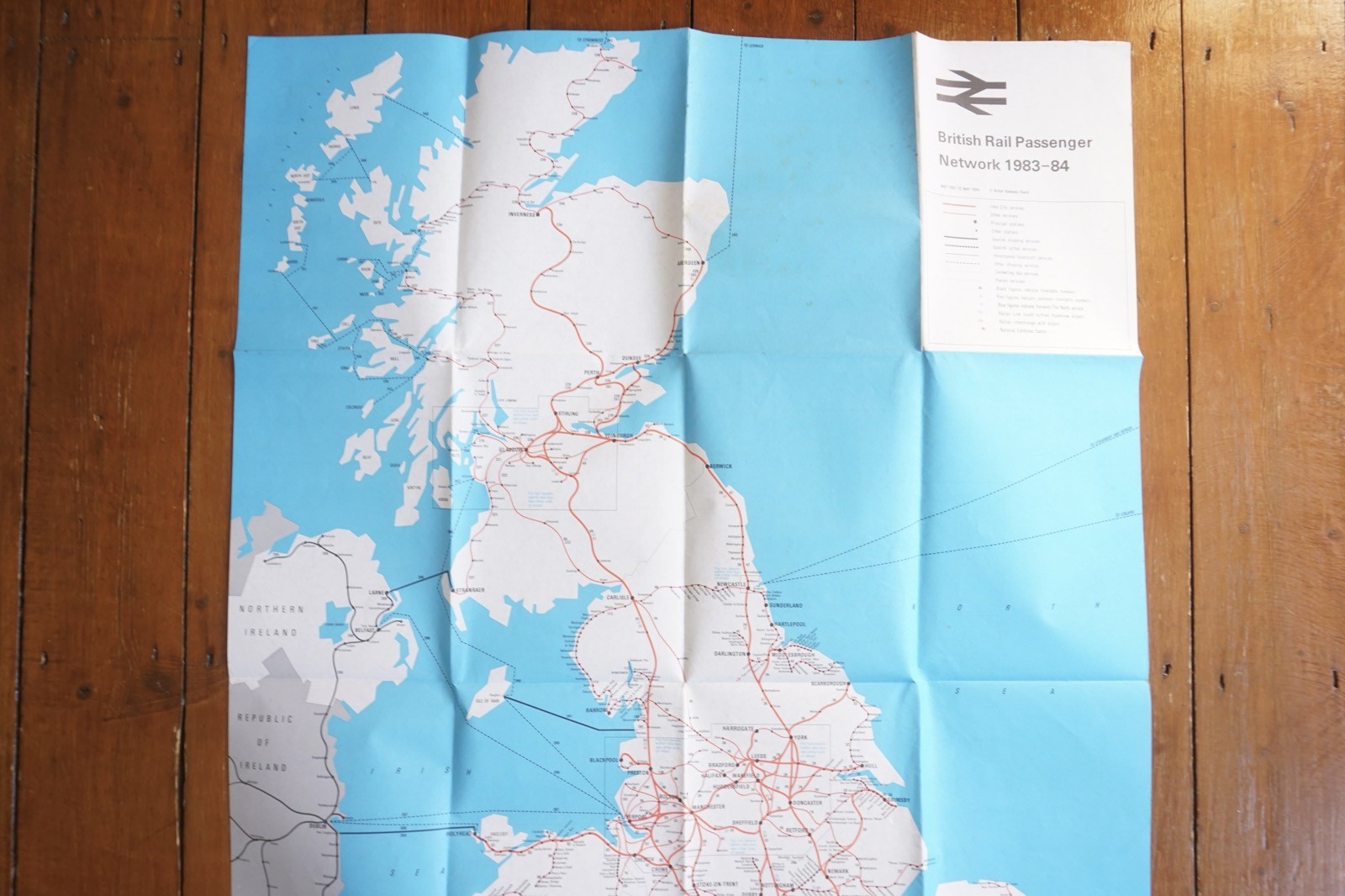 1983 1984 British Rail Passenger Network Railway BR Map