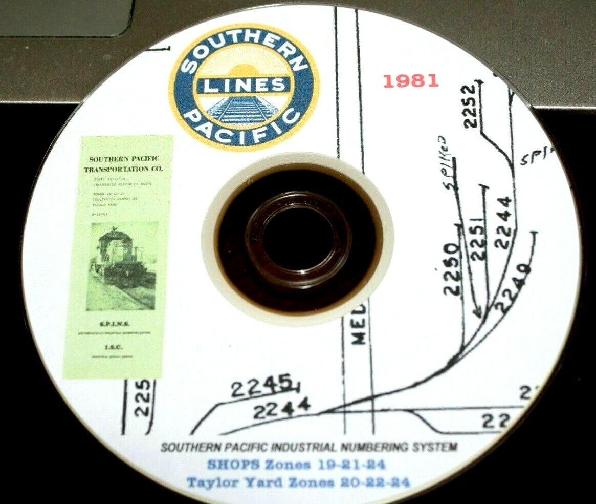 Southern Pacific RR 1981 Taylor Yard & Shops Zones 19 to 24 PDF Pages on DVD