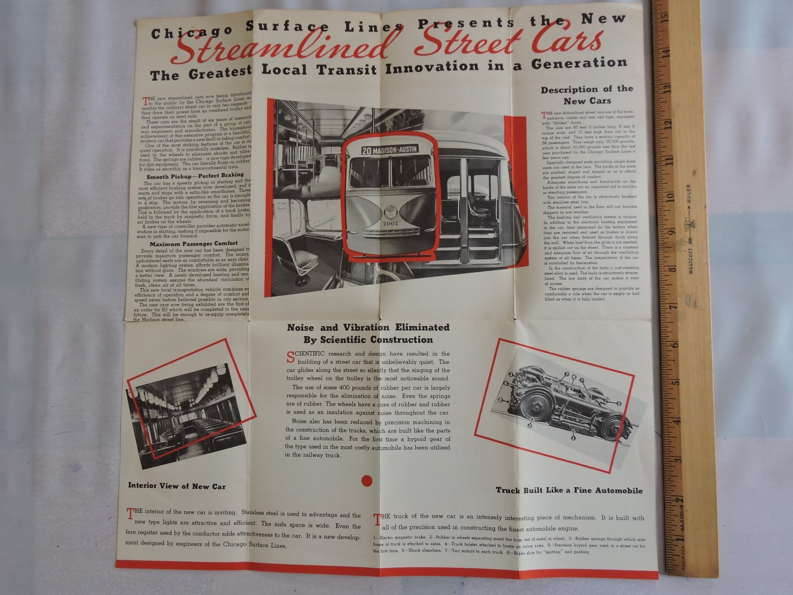 Rare 1936 CTA Chicago Trolley Bus Surface PCC Brochure