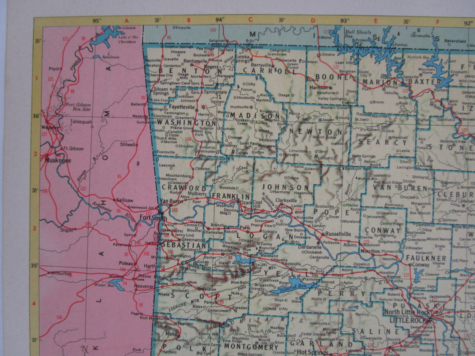 AR CA 1952 ARKANSAS RAILROAD Map. FORDYCE & PRINCETON RR ~or~ CALIFORNIA