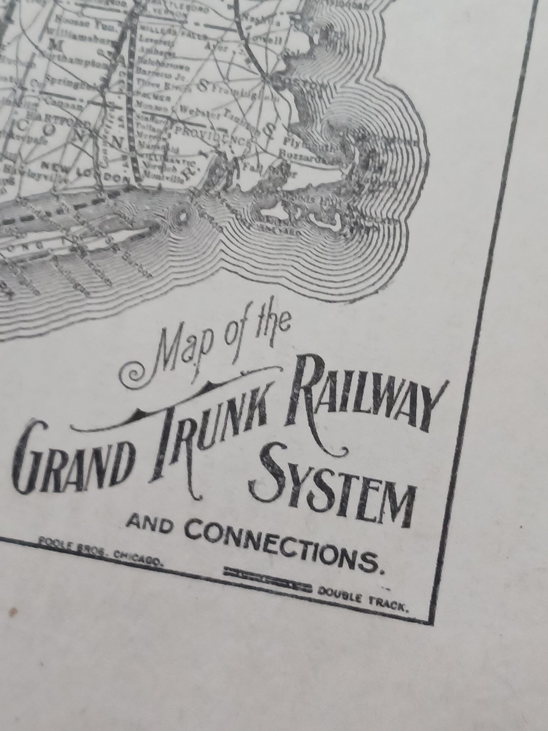 1910 Train Route Map GRAND TRUNK RAILWAY SYSTEM and Connections Canada 🇨🇦 USA