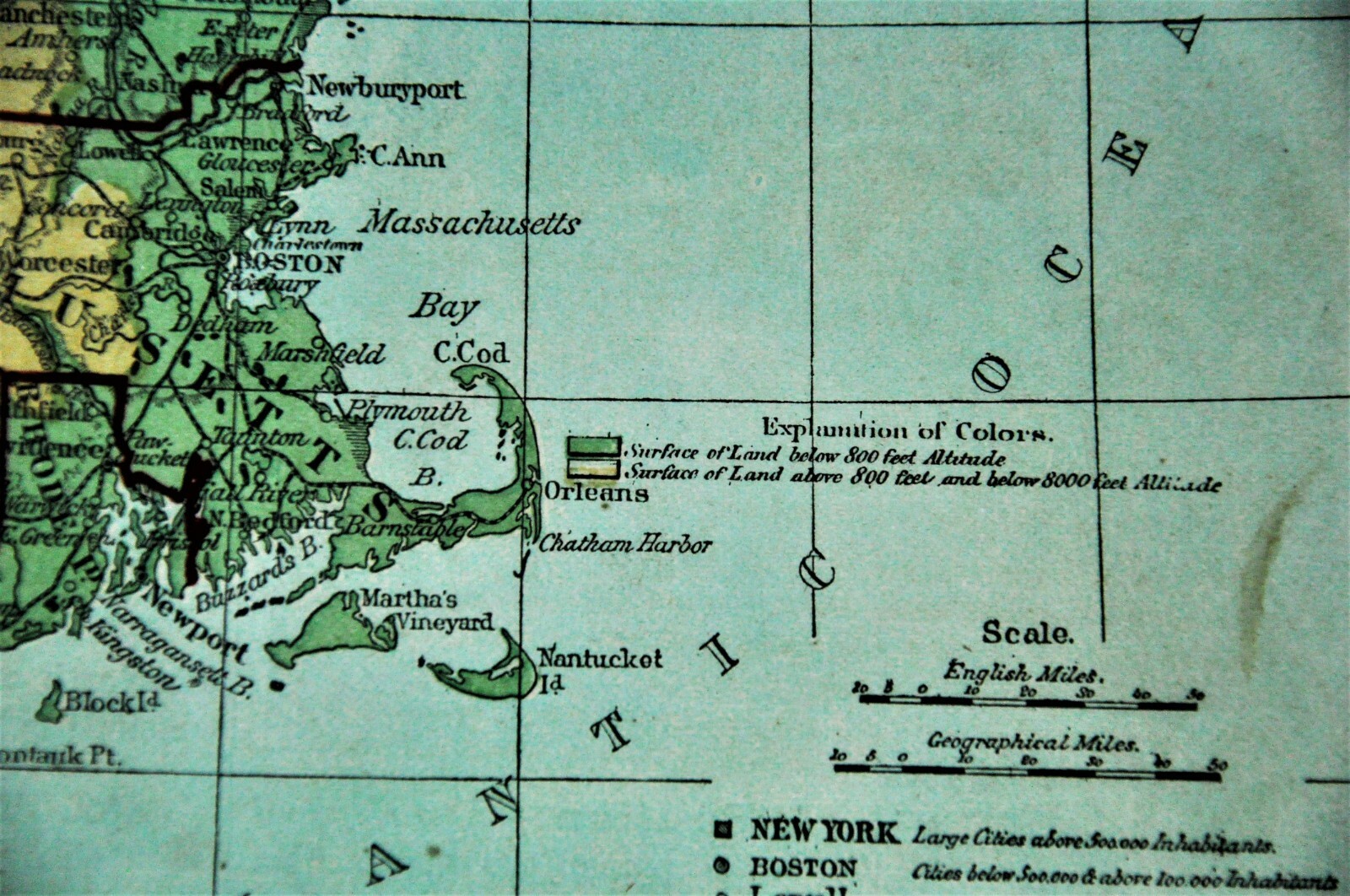 1865 Guyot Physical Map New England States 10 ¾” x 8 ¼” (BI#2100-RA/191108)
