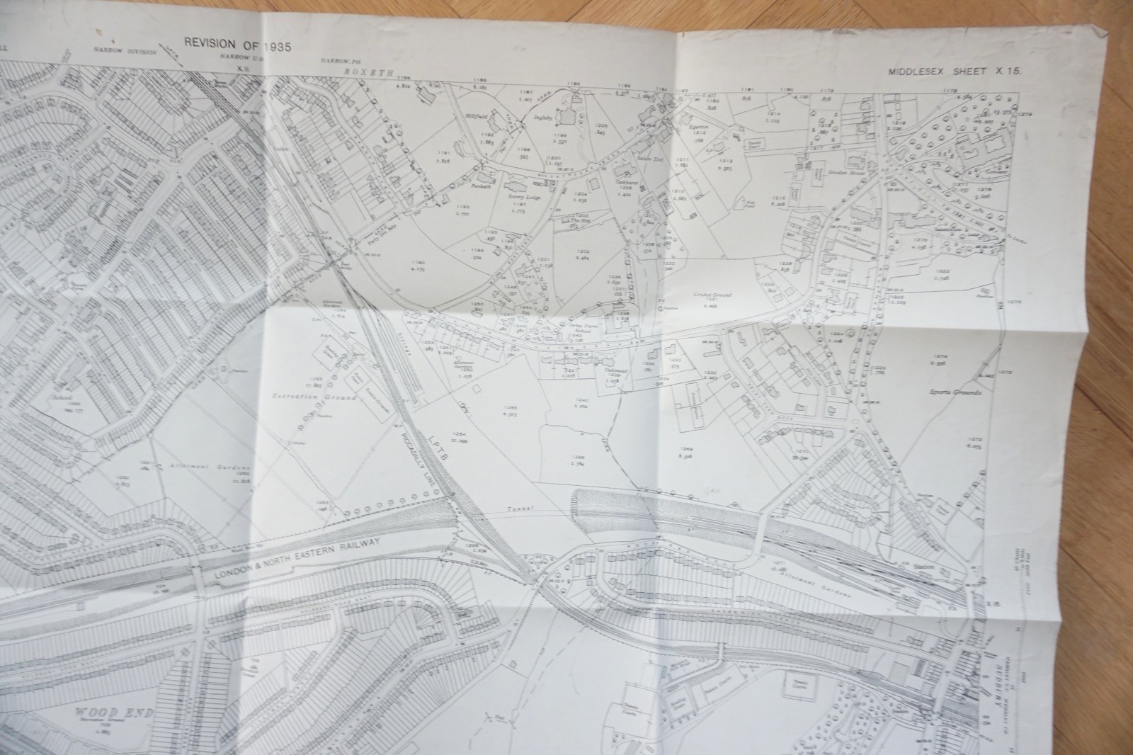 1935 South Harrow Northolt London LNER Railway OS Railway Map