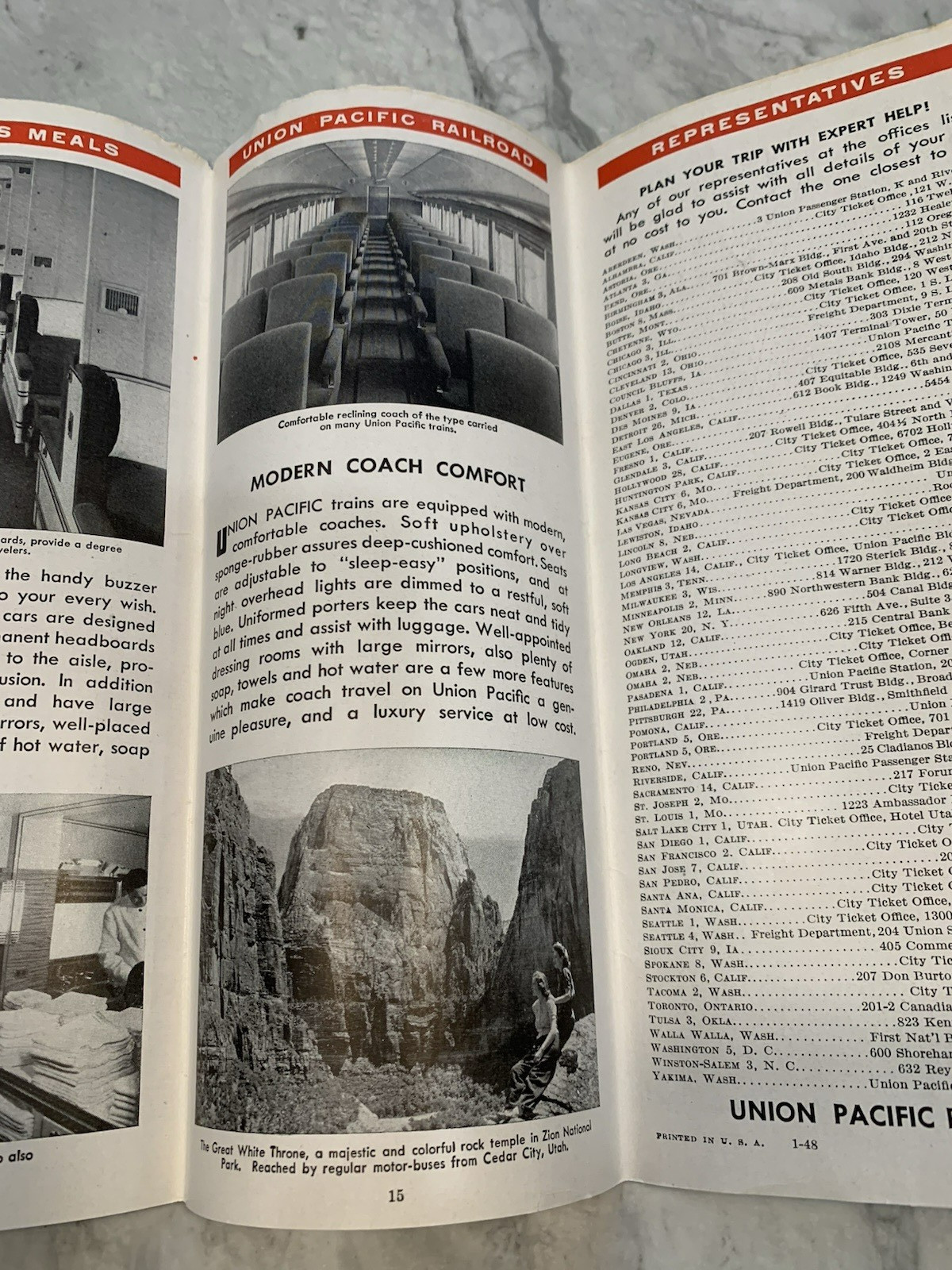 Vintage Map Of The United States Union Pacific Railroad Brochure Pamphlet