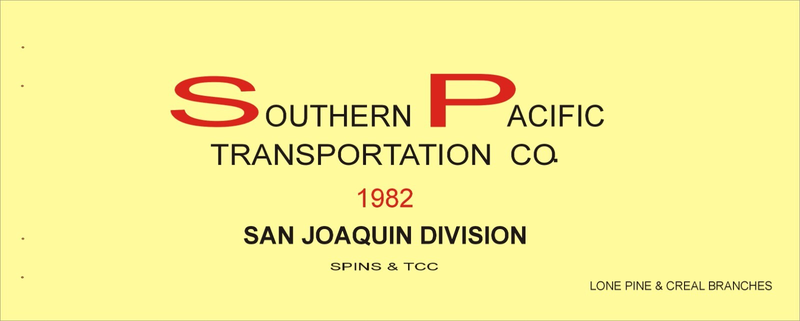 Southern Pacific RR 1982 Lone Pine & Creal Branches SPINS PDF pages on DVD