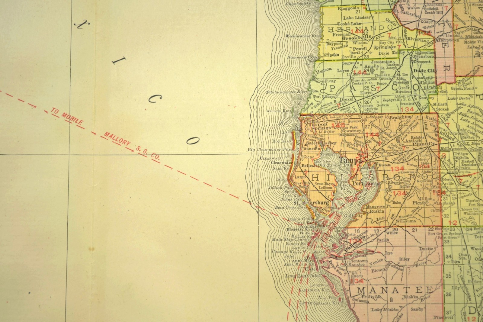 1911 Florida Railroad Map ORIGINAL Atlas Florida East Coast Railway DATED