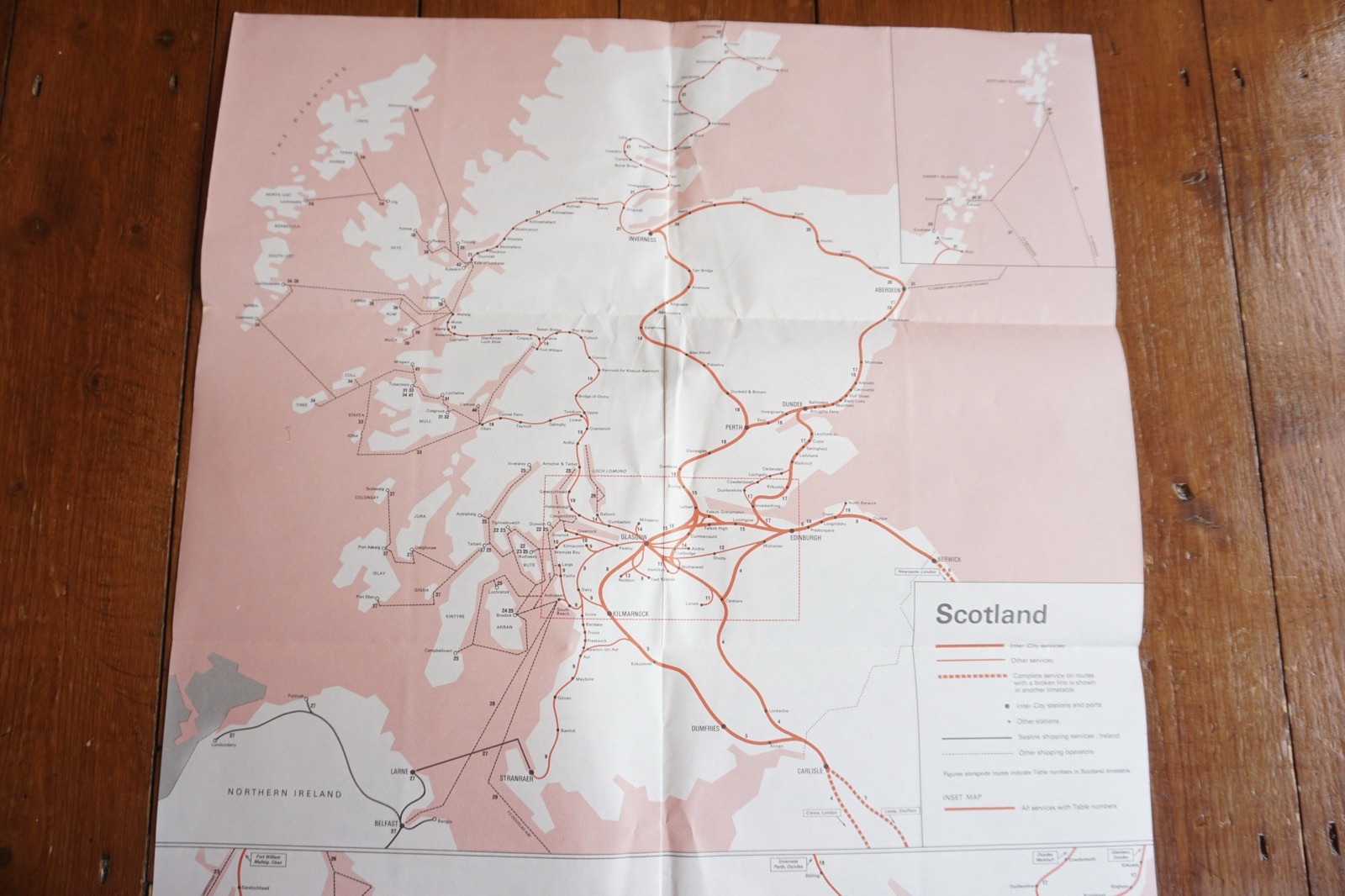 Jan 1972 British Rail Passenger Network Railway Map Scottish Region VGC