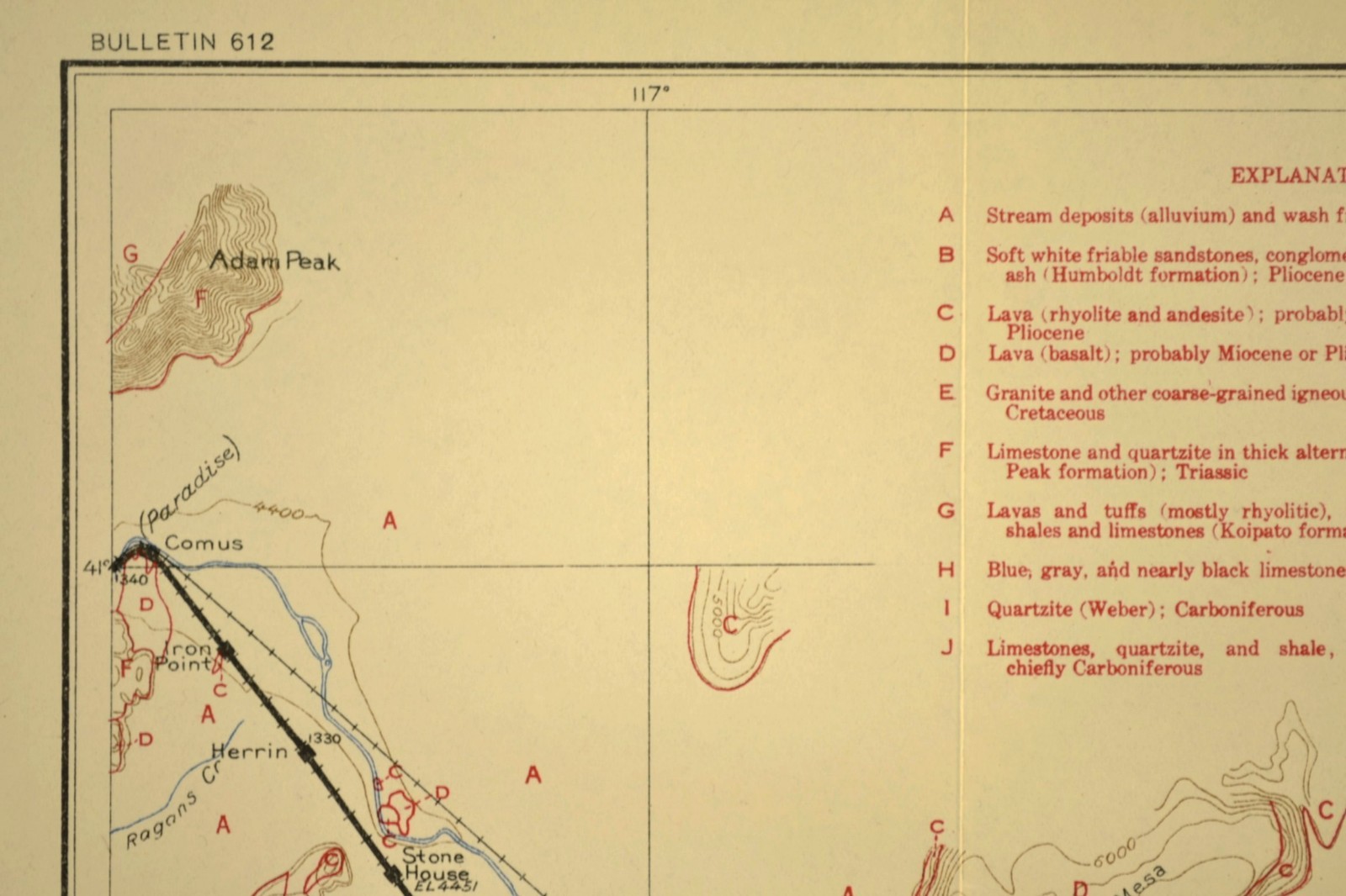 1915 Southern Pacific RR Map Beowawe Gate Nevada Hot Springs Crescent Valley