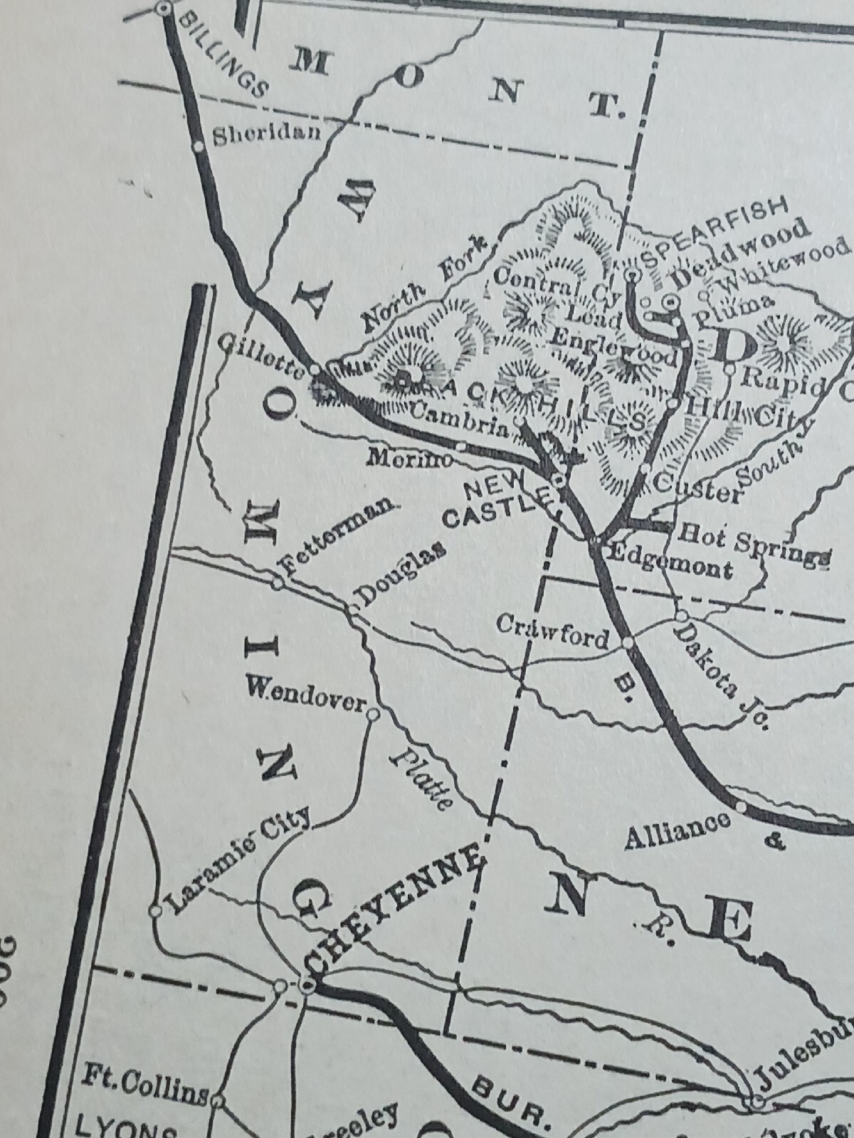 ☆1895 train map THE BURLINGTON ROUTE Chicago Burlington Quincy railroad station