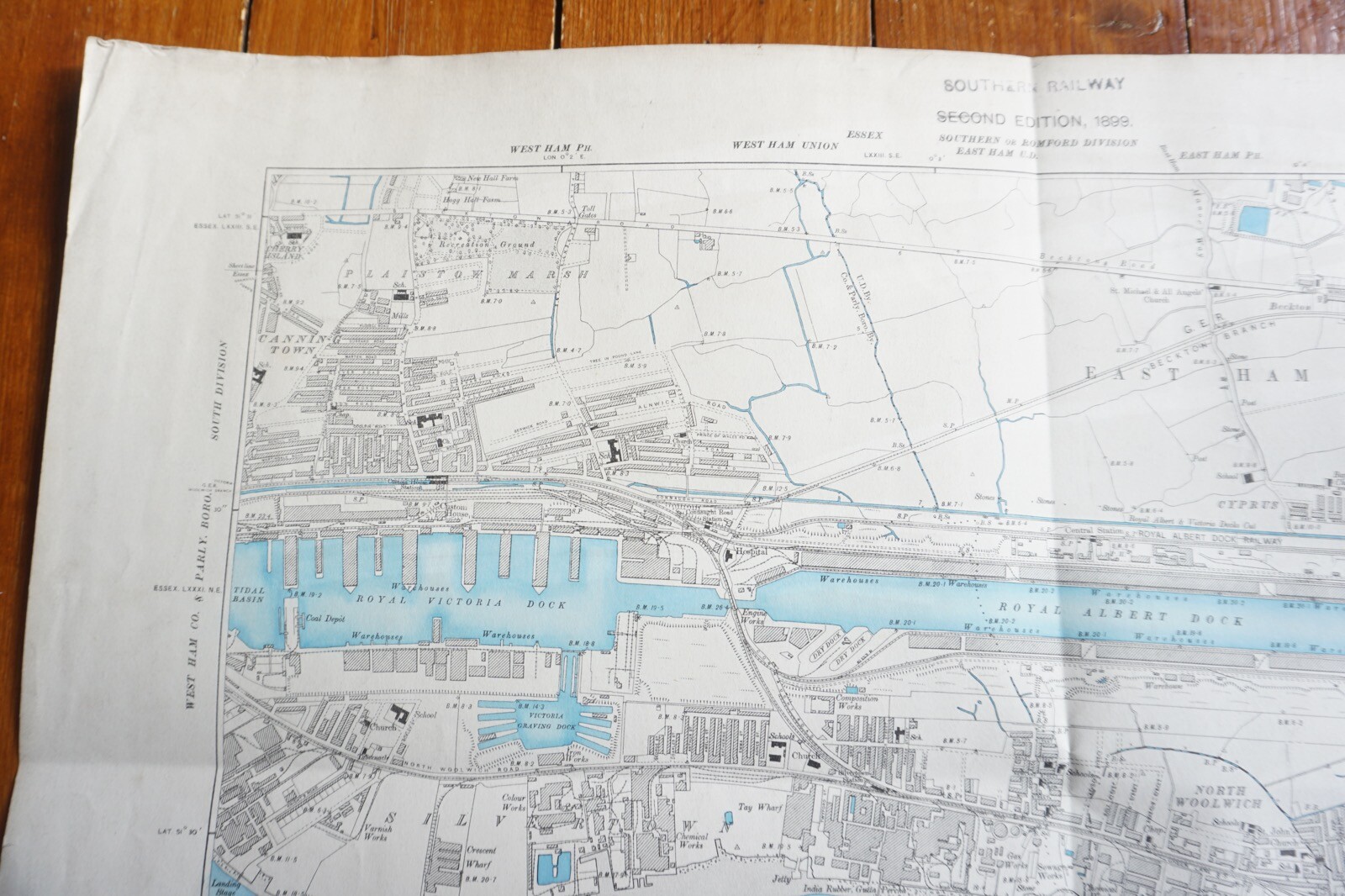 1899 Royal Albert Dock East Ham London Thames Southern Railway OS Railway Map