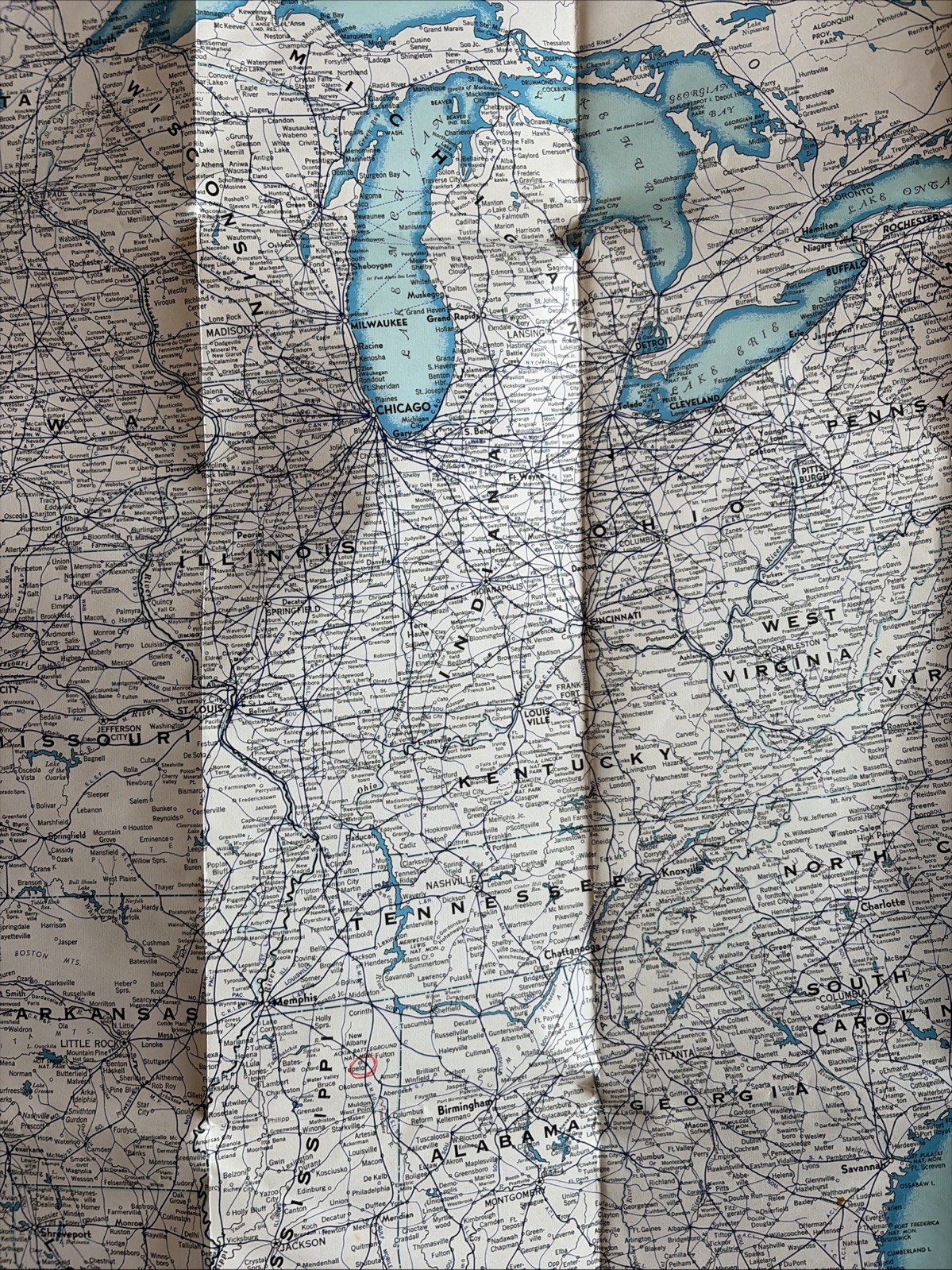 Vtg 1960s Hagstrom United States Map of Railroads and Lines 41″ x 27″ USA