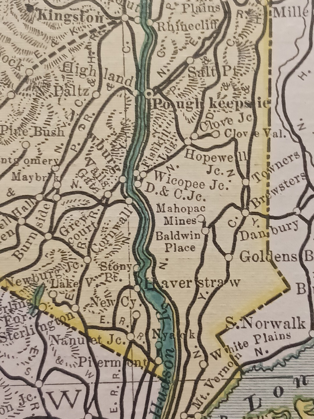 1902 dated Train Route Map NEW YORK All Railroad Lines Stations Towns 11″×9″