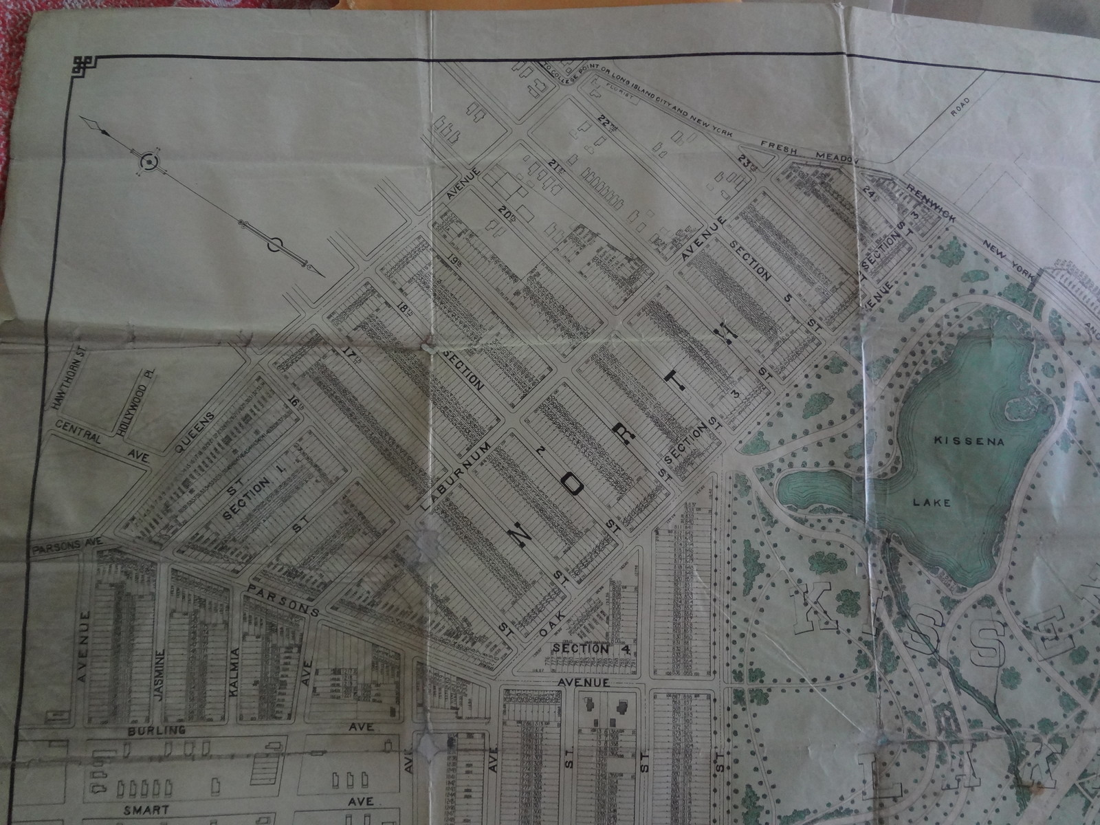 Rare 28 X 32 1908 Kissena Park Flushing Queens LIRR NYC Original Map