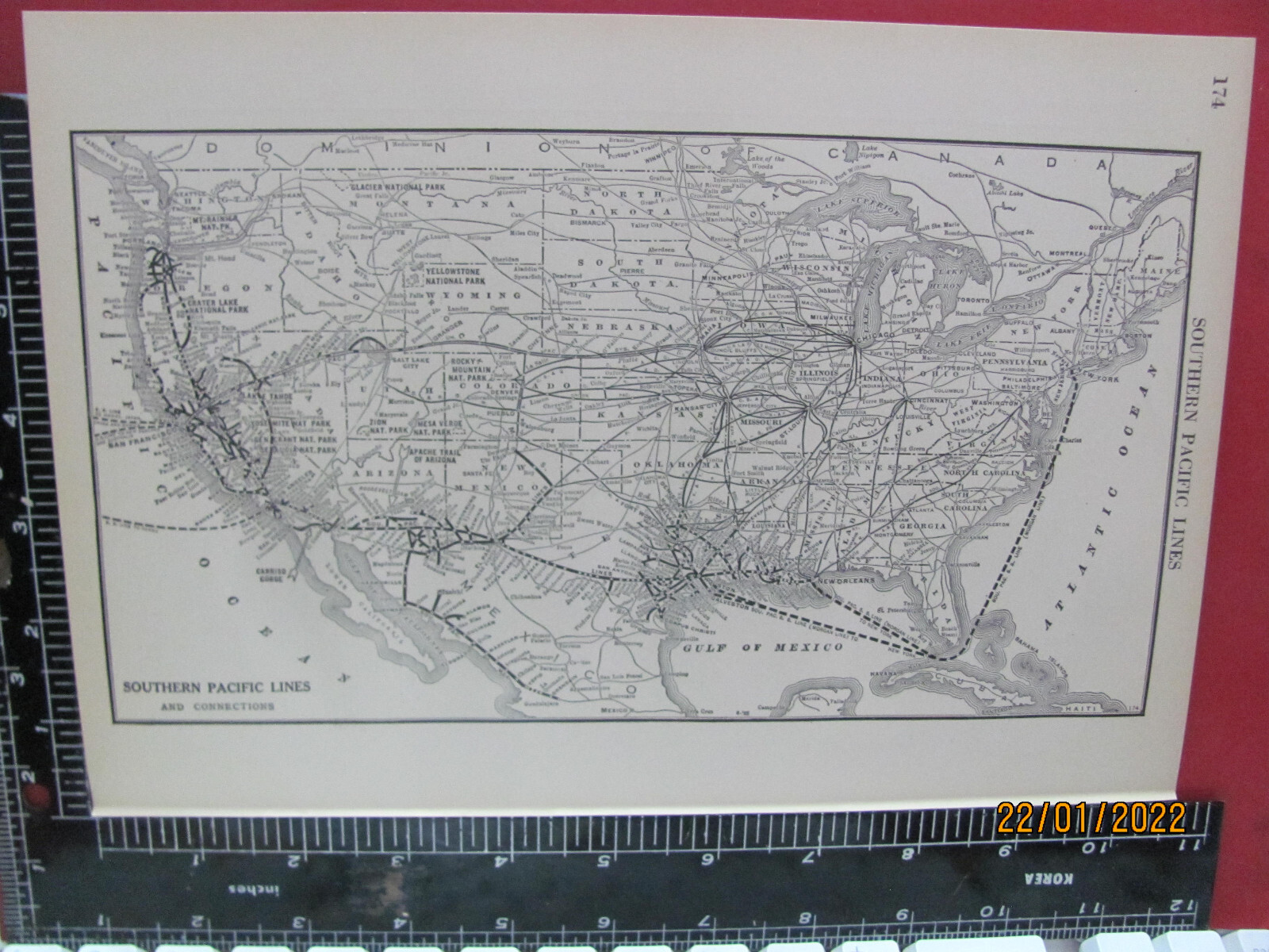 ANTIQUE 1925 SOUTHERN PACIFIC RAILROAD SP RR SYSTEM MAP DEPOT SP RR TX HISTORY