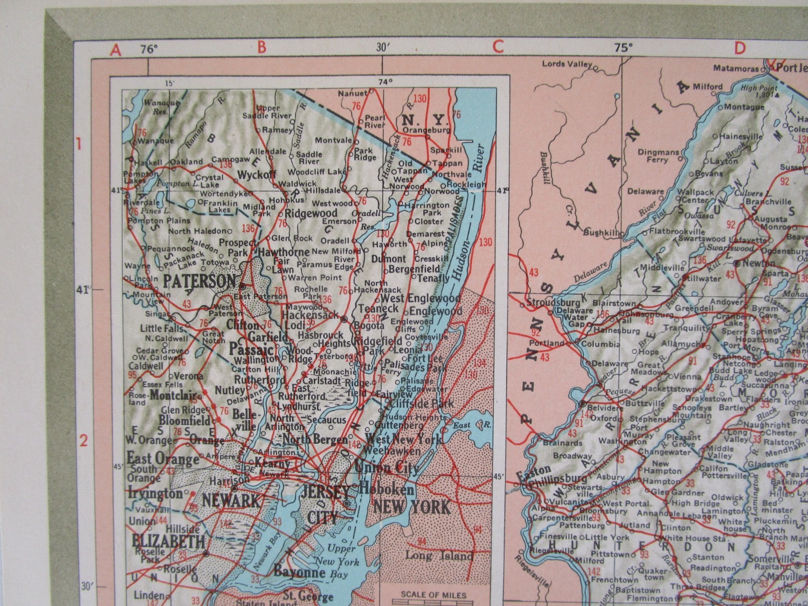 NJ NM 1951 NEW JERSEY RAILROAD Map. MORRISTOWN & ERIE RR ~or~ NEW MEXICO
