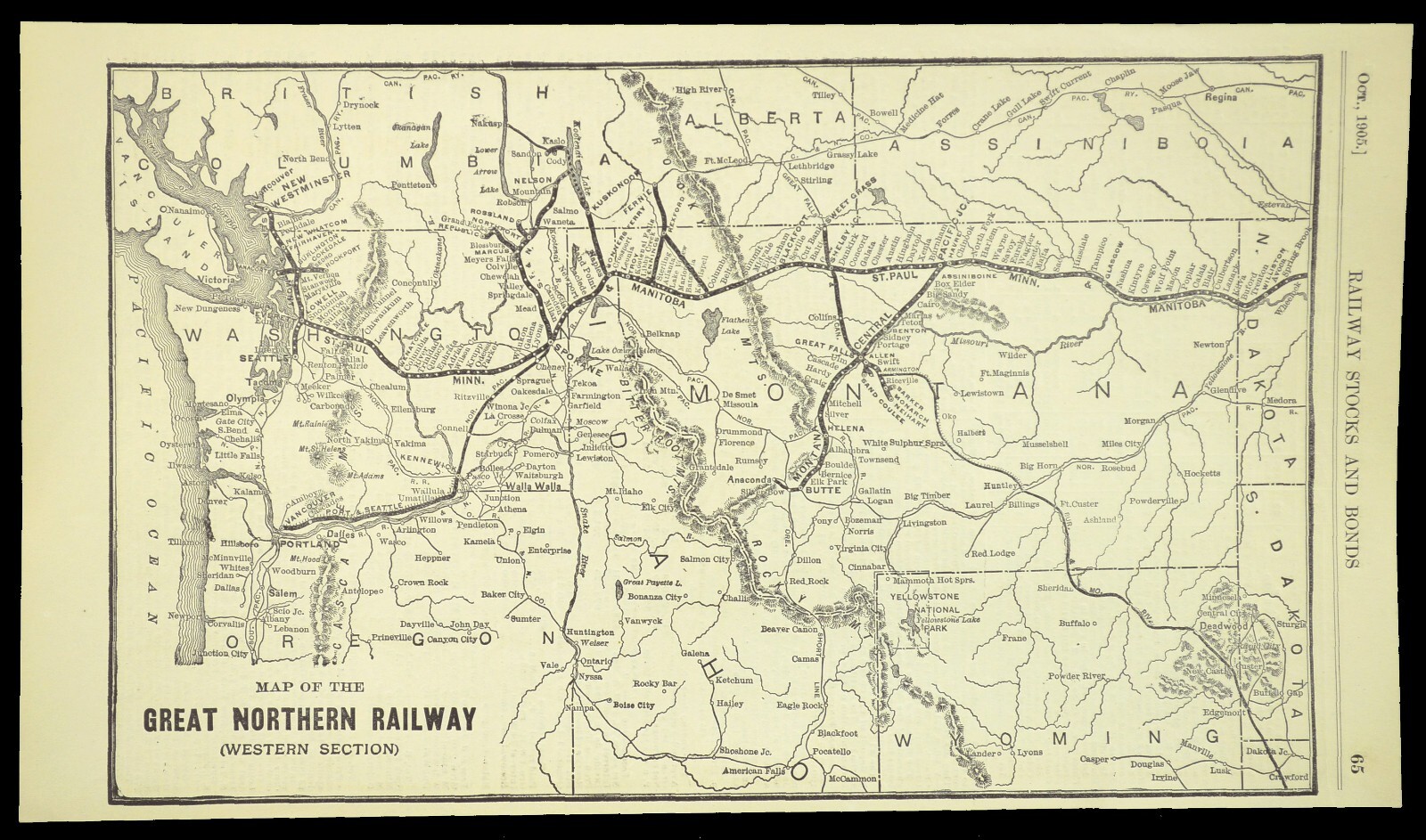 Vintage GREAT NORTHERN Railway Map North Dakota Eastern Minnesota Old Antique