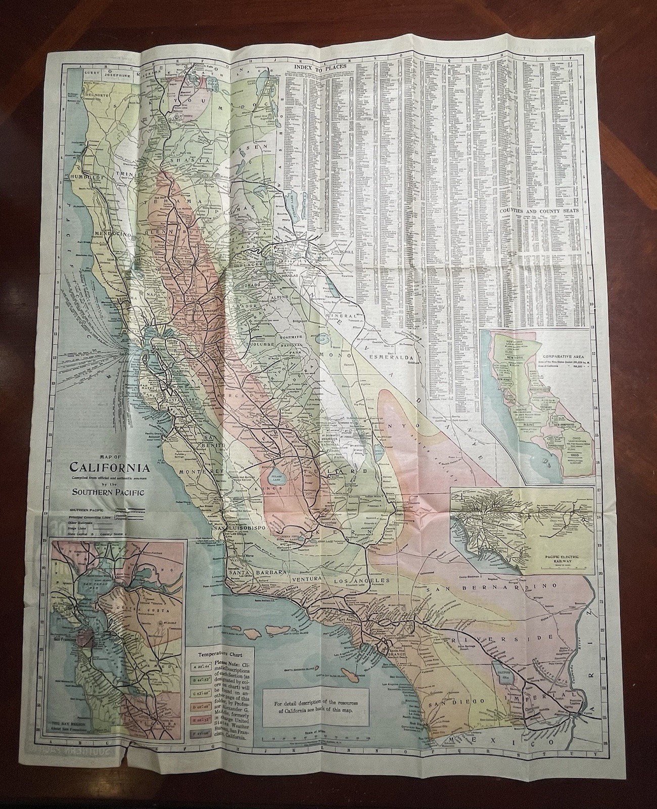 Southern Pacific Railroad Map of California 1917 with Resources & Attractions