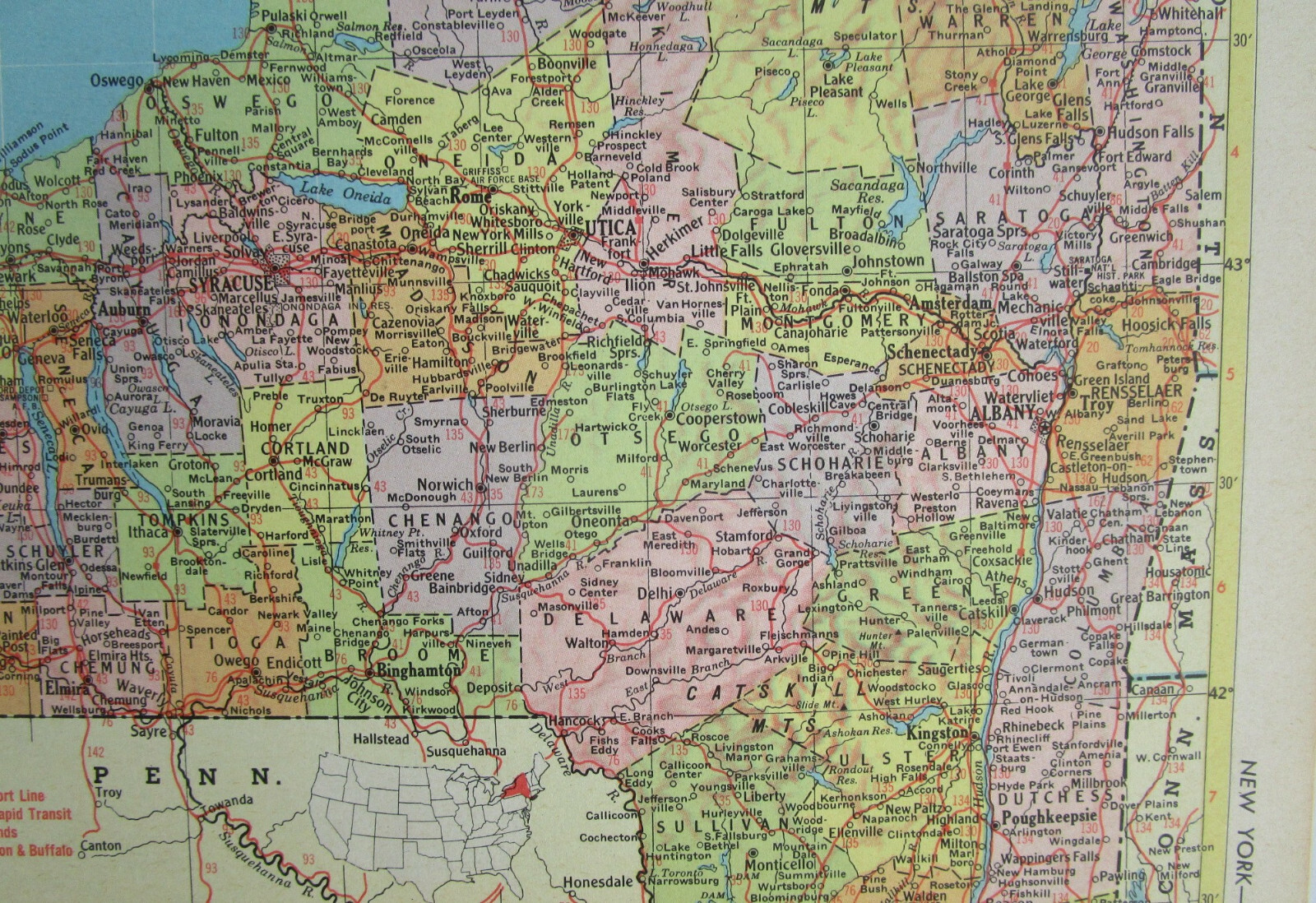 NC NY 1957 NORTH CAROLINA RAILROAD MAP BEUFORT MOREHEAD RR or NEW YORK 1950s