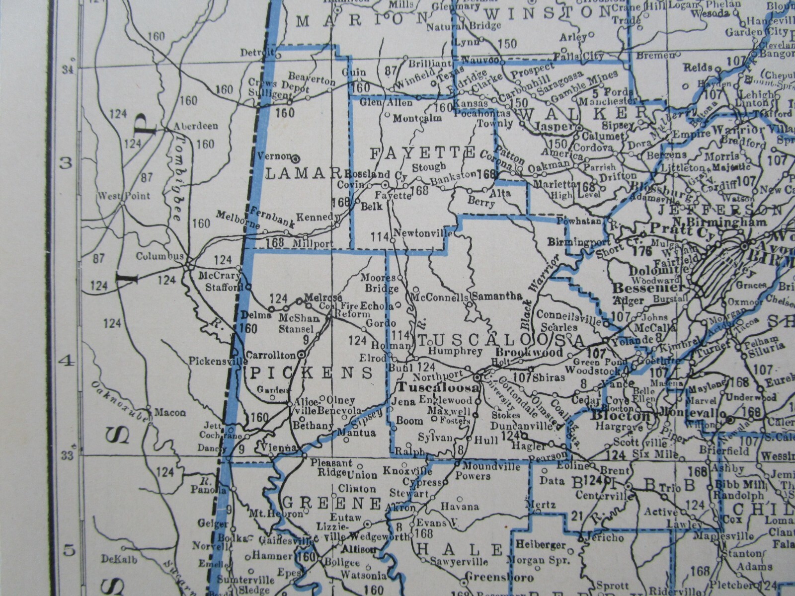 AZ AL GREAT DEPRESSION era 1931 ARIZONA RAILROAD Map NACOZARI RR or ALABAMA