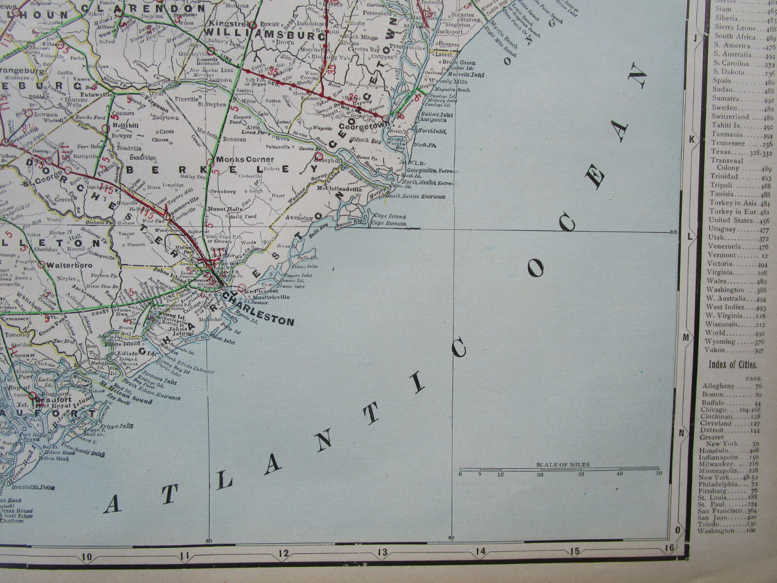 SC 1910 SOUTH CAROLINA Cram INTERURBAN + STEAM RAILROADs Map. EDGEMOOR MANETTA