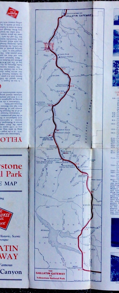 1930 Picture Map Of Yellowstone National Park Chicago Milwaukee St Paul Pacific