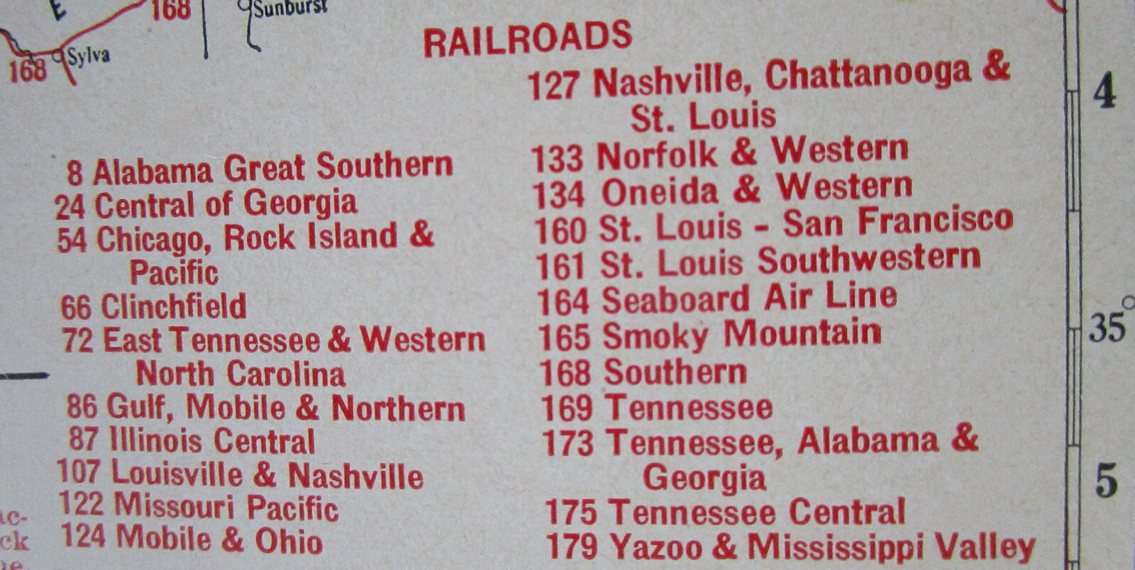 TN SD Vtg 1942 TENNESSEE RAILROAD Map. SMOKY MOUNTAIN RR ~or~ SOUTH DAKOTA