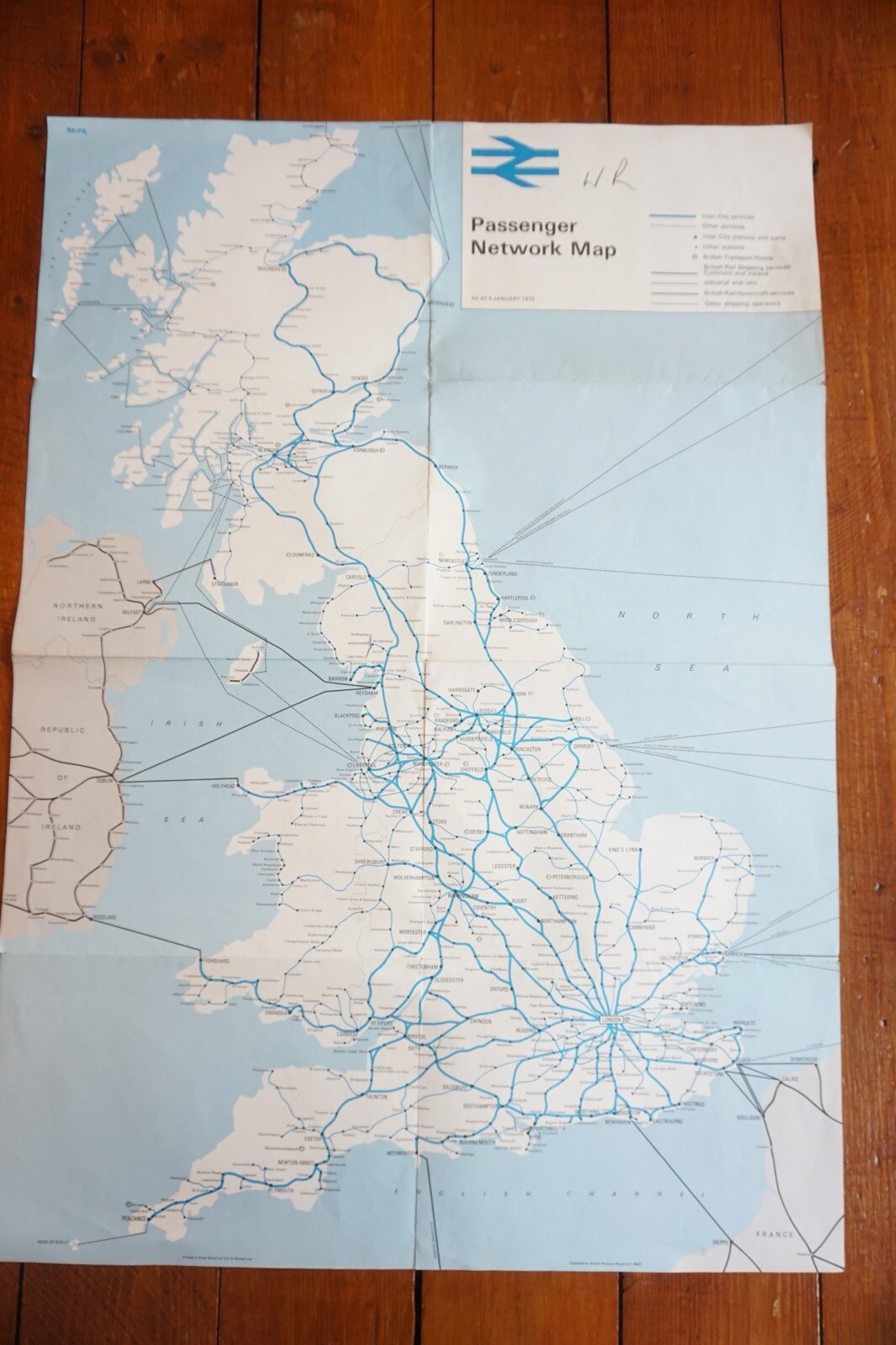 Jan 1970 British Rail Passenger Network Railway Map Western Region