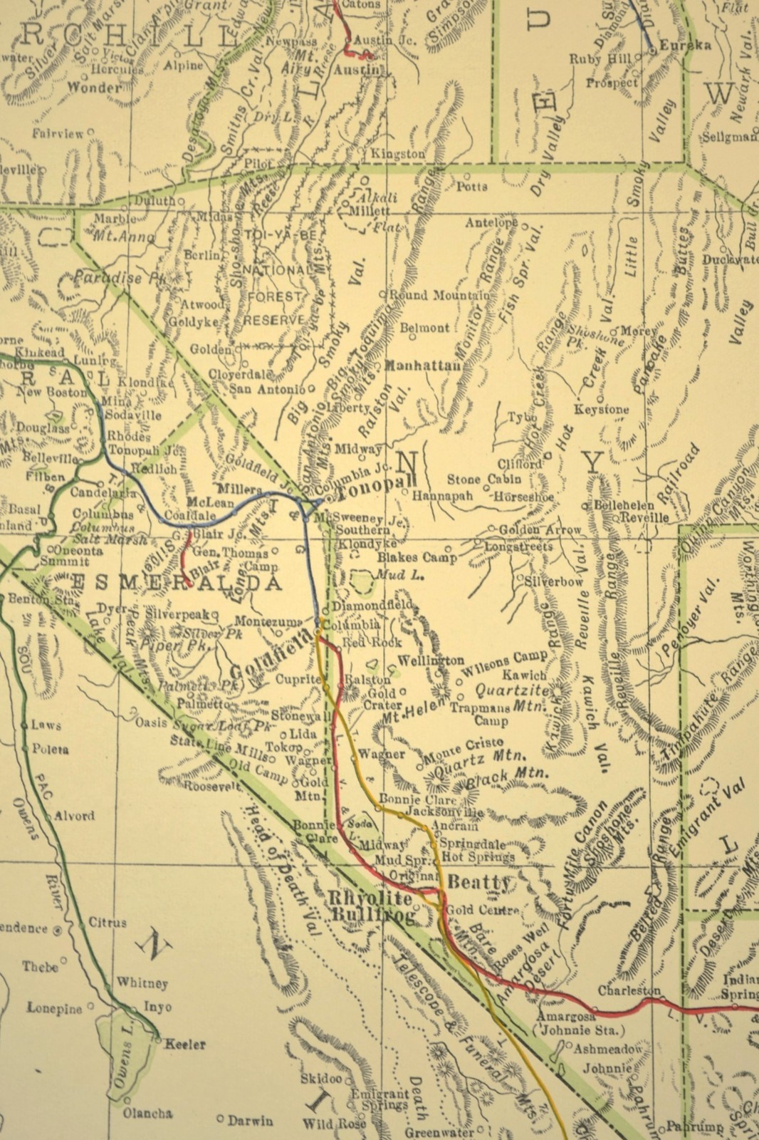 1914 Antique Map of NEVADA Railroads Map ORIGINAL Atlas Southern Pacific DATED