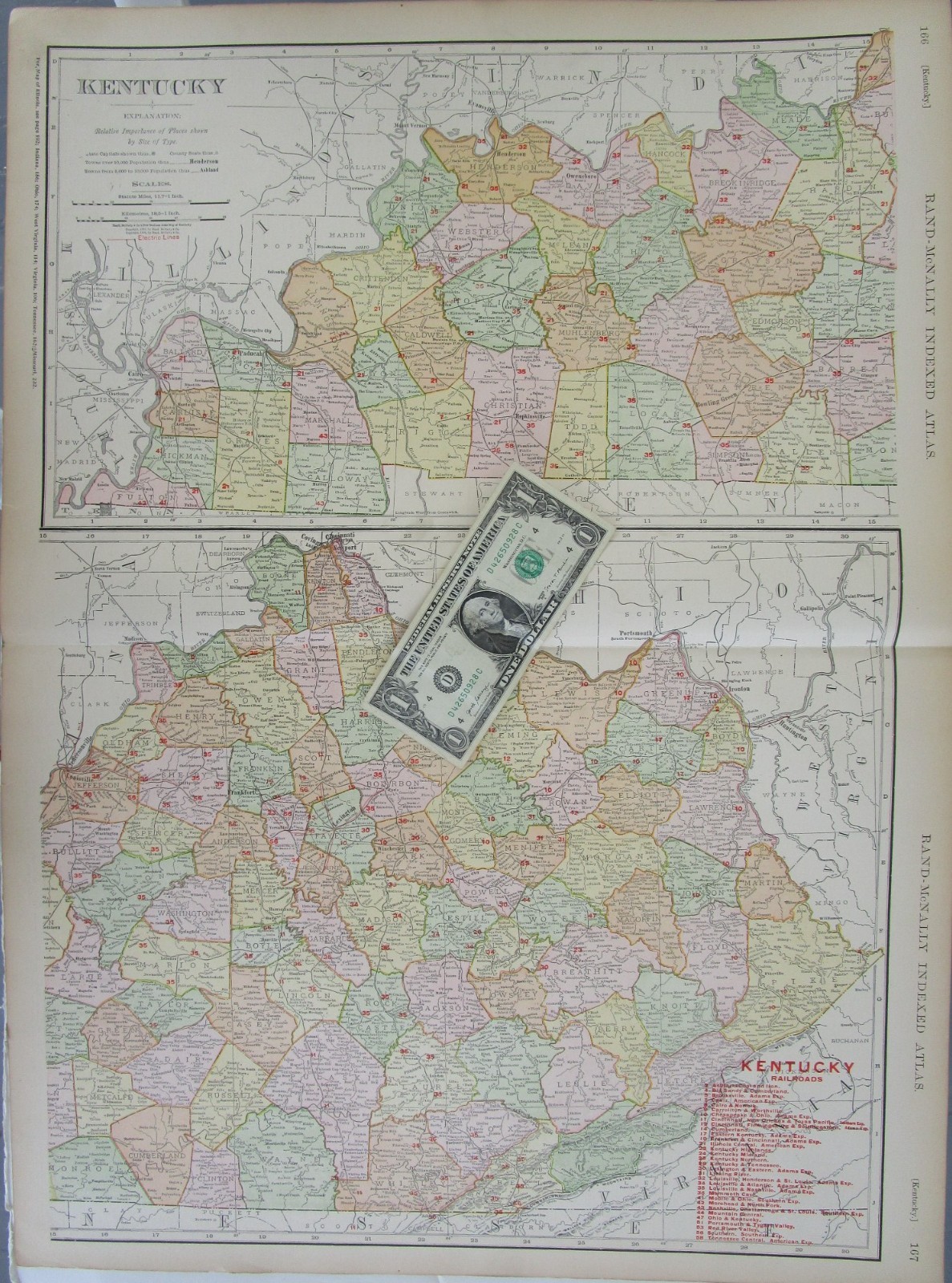 KY 1903, 1910 DATED KENTUCKY RAILROAD Map. McNally Business. INTERURBAN ELCTRIC