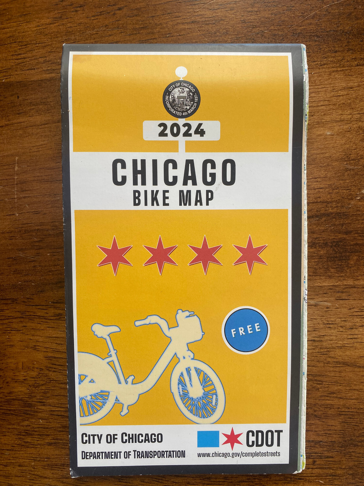 New CHICAGO BIKE MAP Hand-Held Foldable 2-Sided Trails, Bike Lanes & Routes 2024
