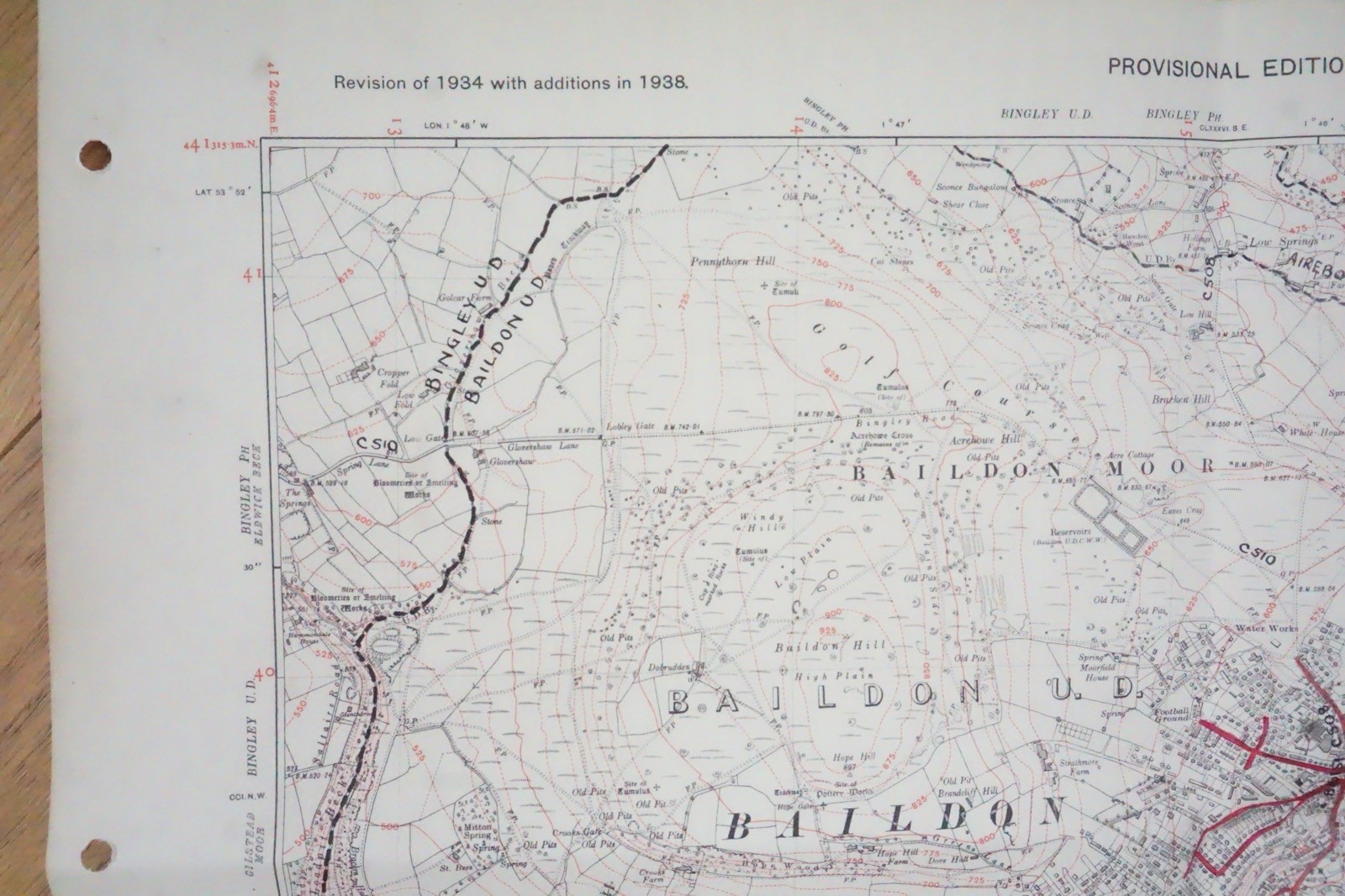 1938 Baildon Bradford Yorkshire LMS Railway OS Linen Map Ref 37 *