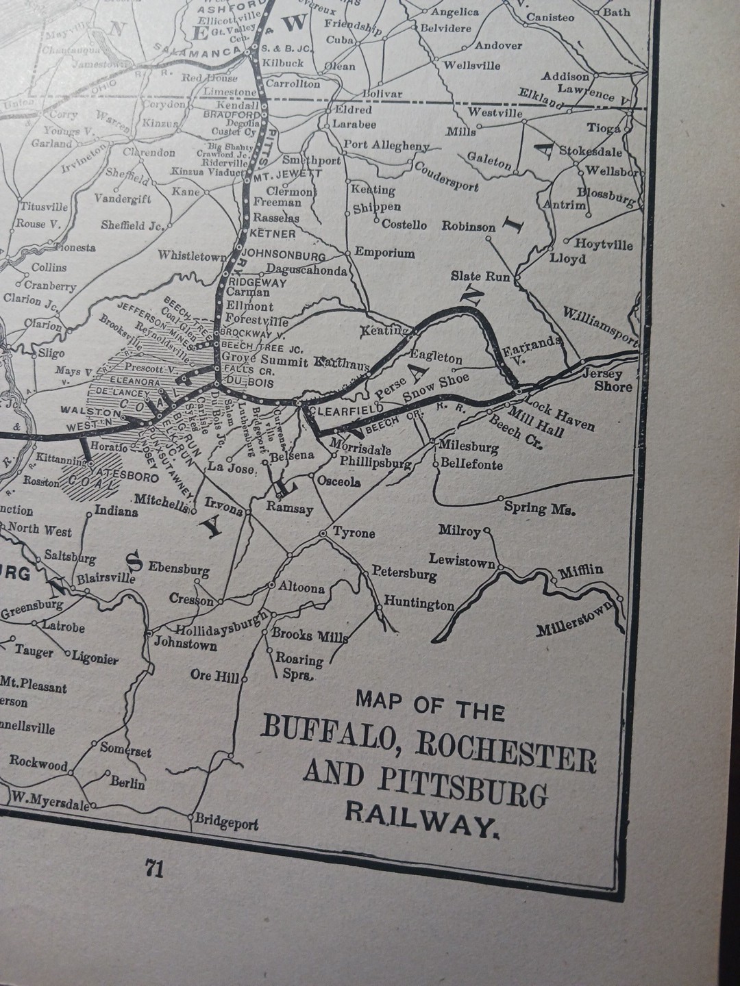 1901 Railroad Map BUFFALO ROCHESTER & PITTSBURGH RAILWAY all Train Route Lines