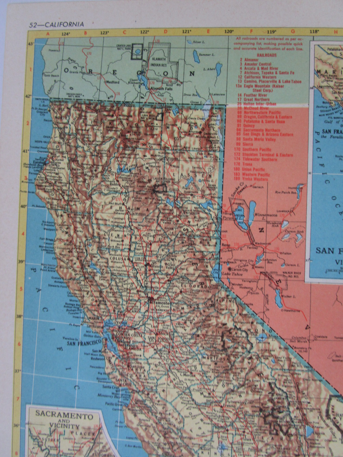 AR CA 1952 ARKANSAS RAILROAD Map. FORDYCE & PRINCETON RR ~or~ CALIFORNIA