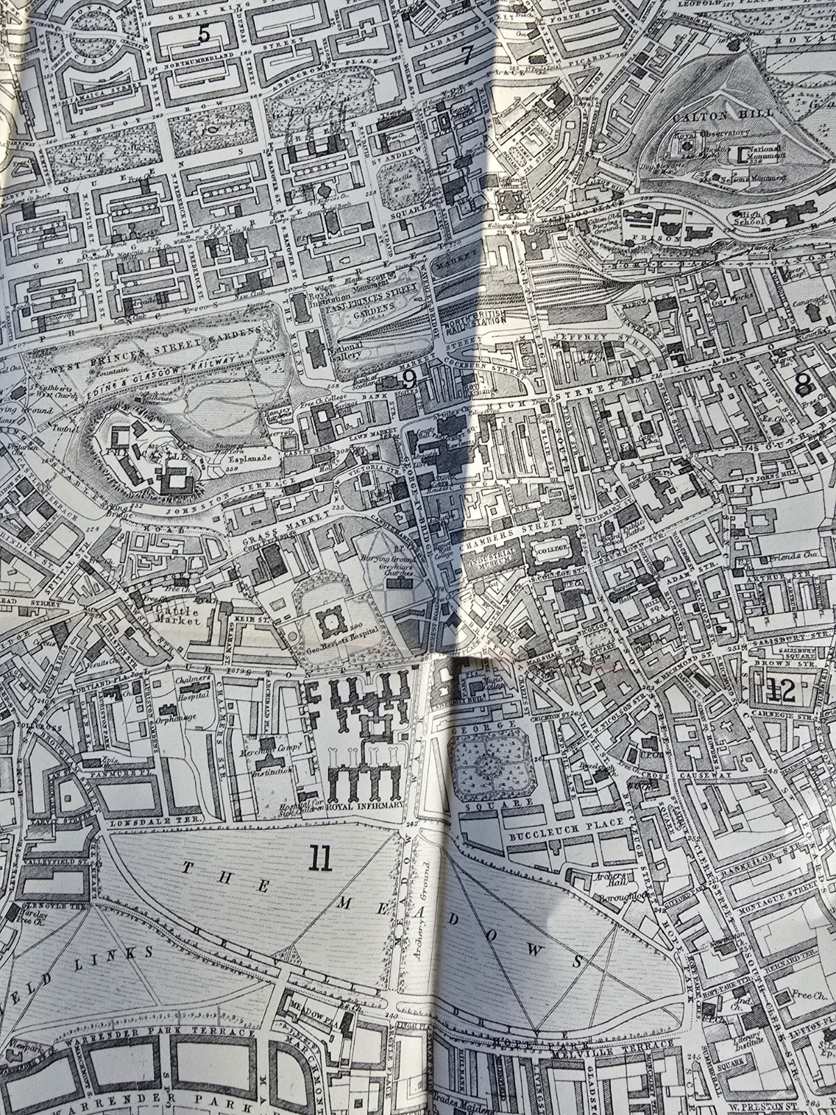 1887 Bartholomew Map Edinburgh & Leith Post Office Plan Victorian Folding
