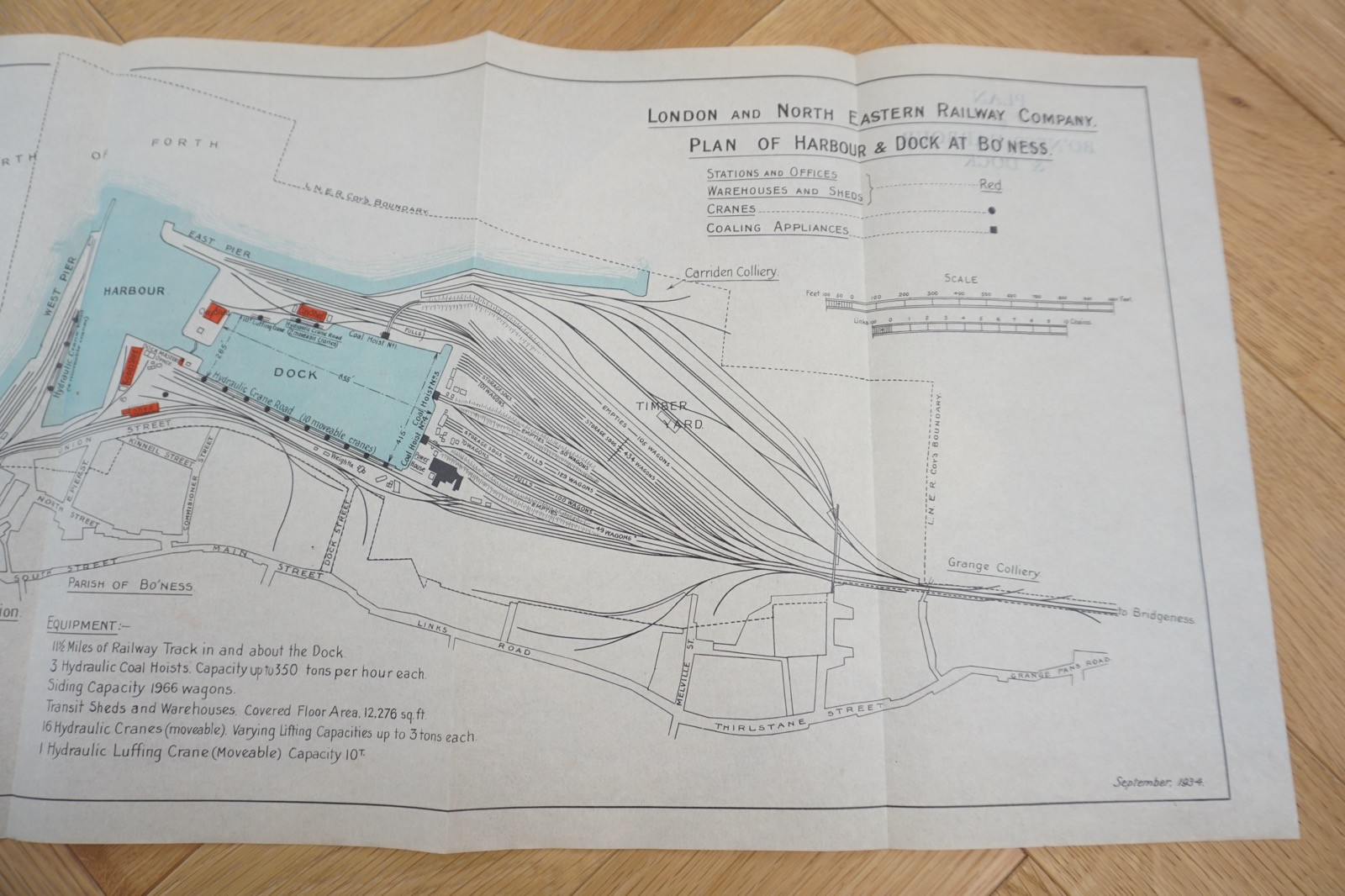 1934 LNER Bo’Ness Harbour & Docks Railway Plan Map