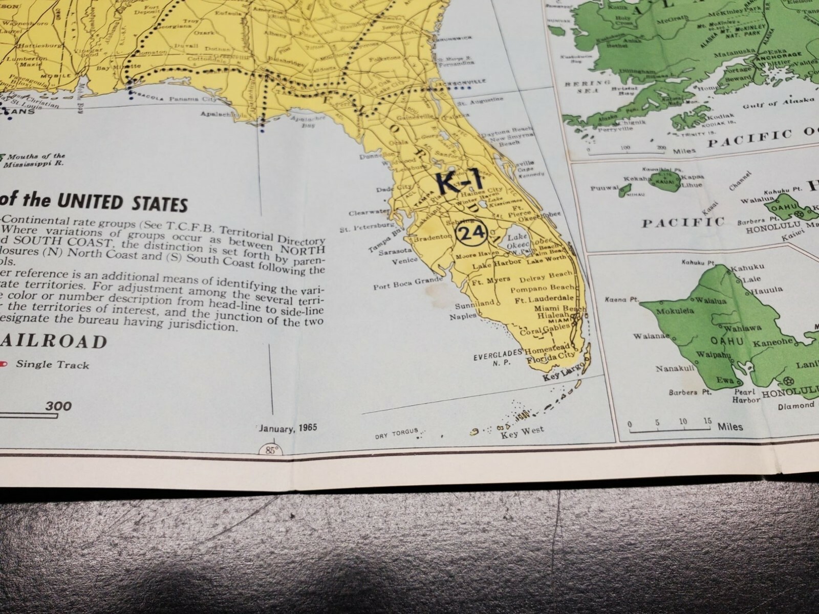 January 1965 Union Pacific Railroad Freight Rate Territorial Map