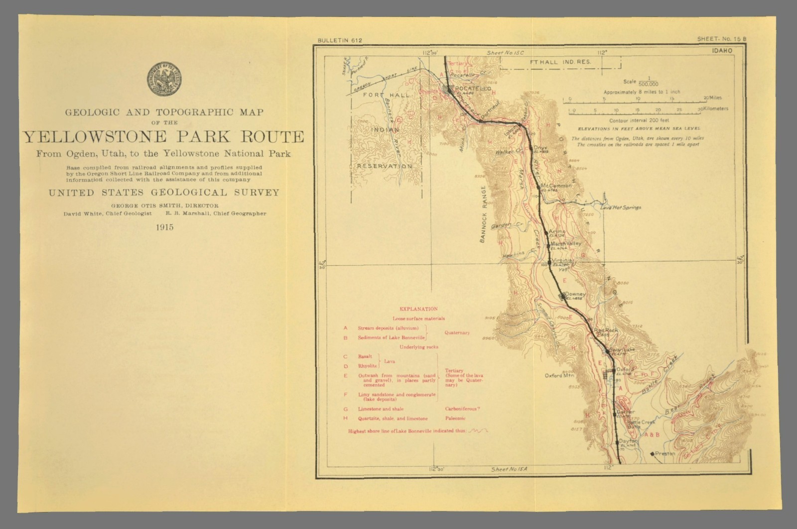 1915 Antique Union Pacific Railroad Map Pocatello Idaho Fort Hall Reservation